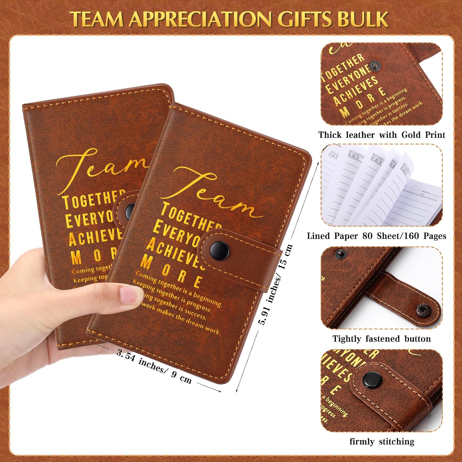 Honoson Employee Appreciation Gifts Bulk Pocket Size Leather Notebook with Ballpoint Pen in Black Ink Team Appreciation Gifts for Staff Coworker Team Teacher Volunteer Nurse Social Worker