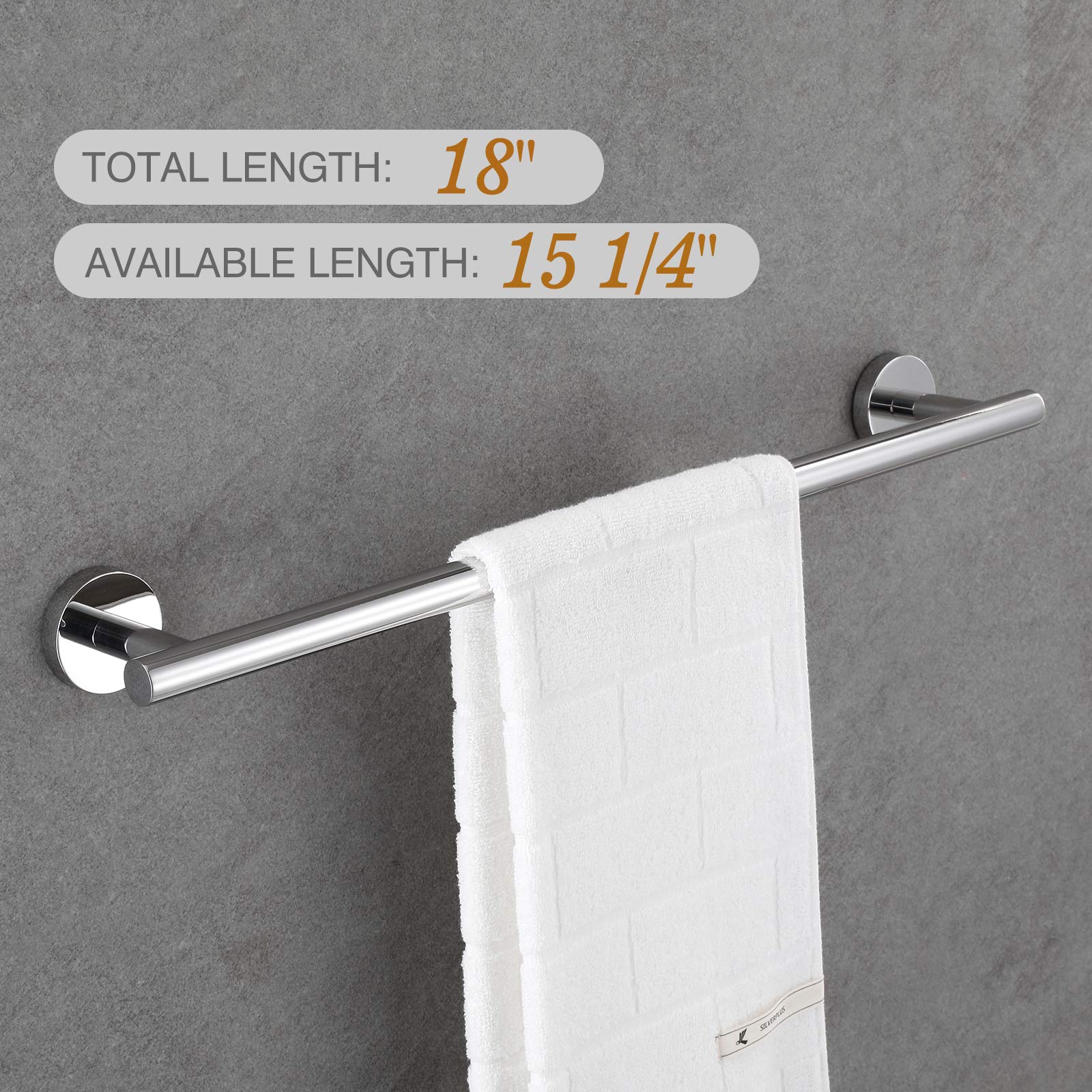 USHOWER Polished Chrome Bathroom Hardware Set, Includes 18-Inch Bath Towel Bar, Durable 304 Stainless Steel, 4-Piece