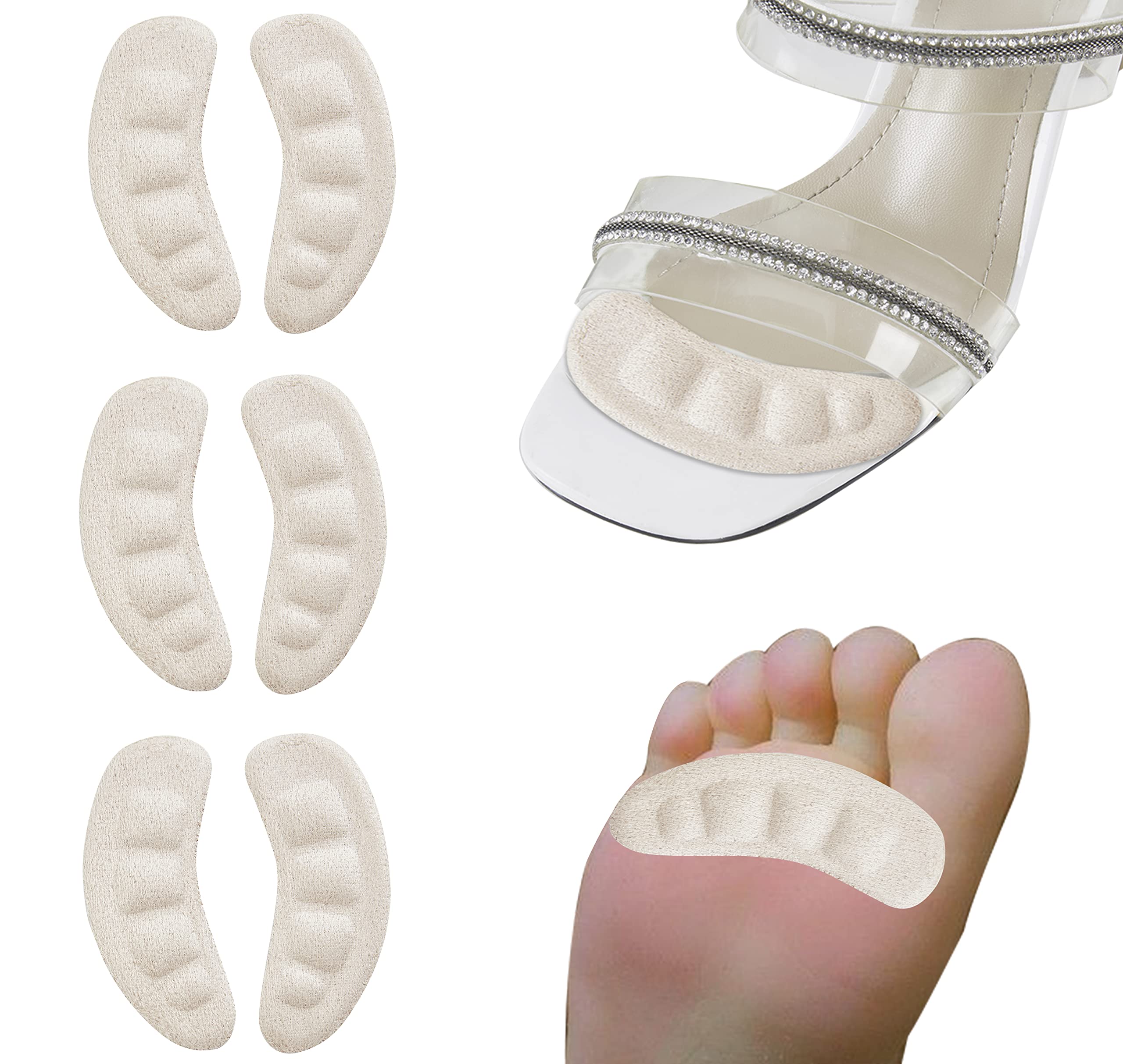 Metatarsal Pads,Ball of Foot Cushions for High Heels,Non-Slip Comfortable Foot Pads to Relief Pains All Day,Toe Cushions Pads for Forefoot ( Beige - 3 Pairs )