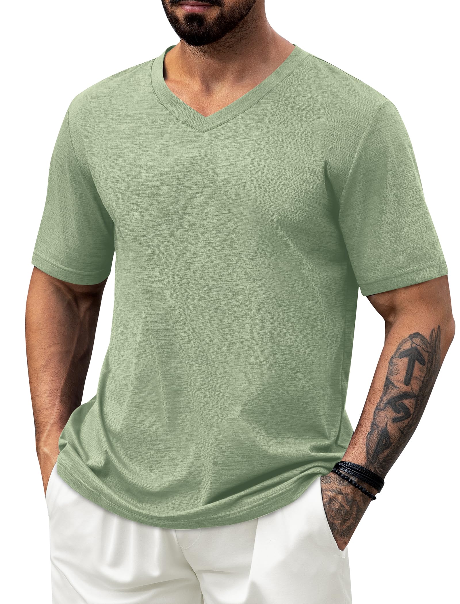 NIASHOT Mens T Shirts Short Sleeve Classic V Neck T-Shirt Casual Summer Basic Tee Shirt