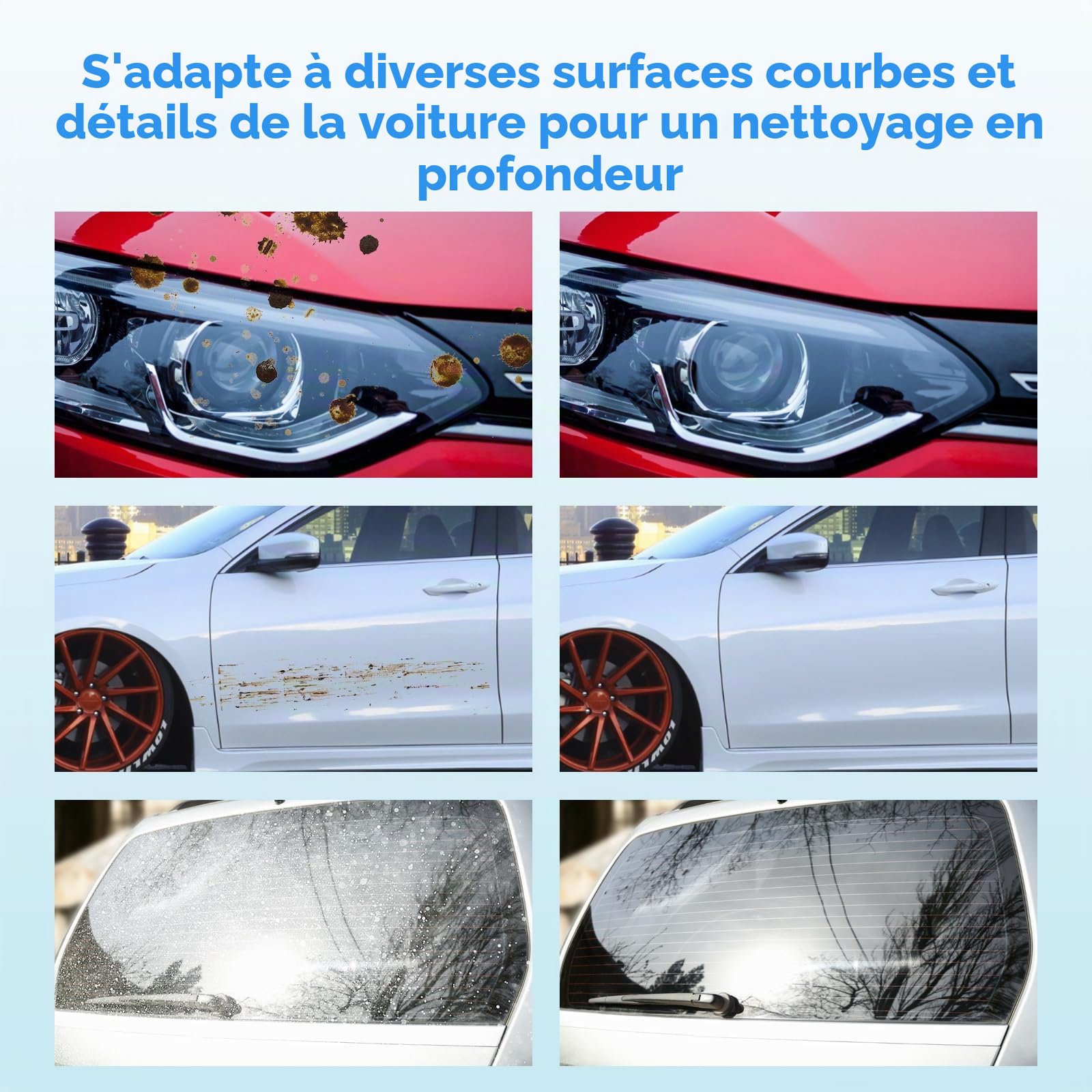 Magic Car Clay Bar Lot de 3 argile de nettoyage pour voiture avec serviette (300 g) Pâte de nettoyage pour l'entretien de la peinture et le nettoyage des jantes