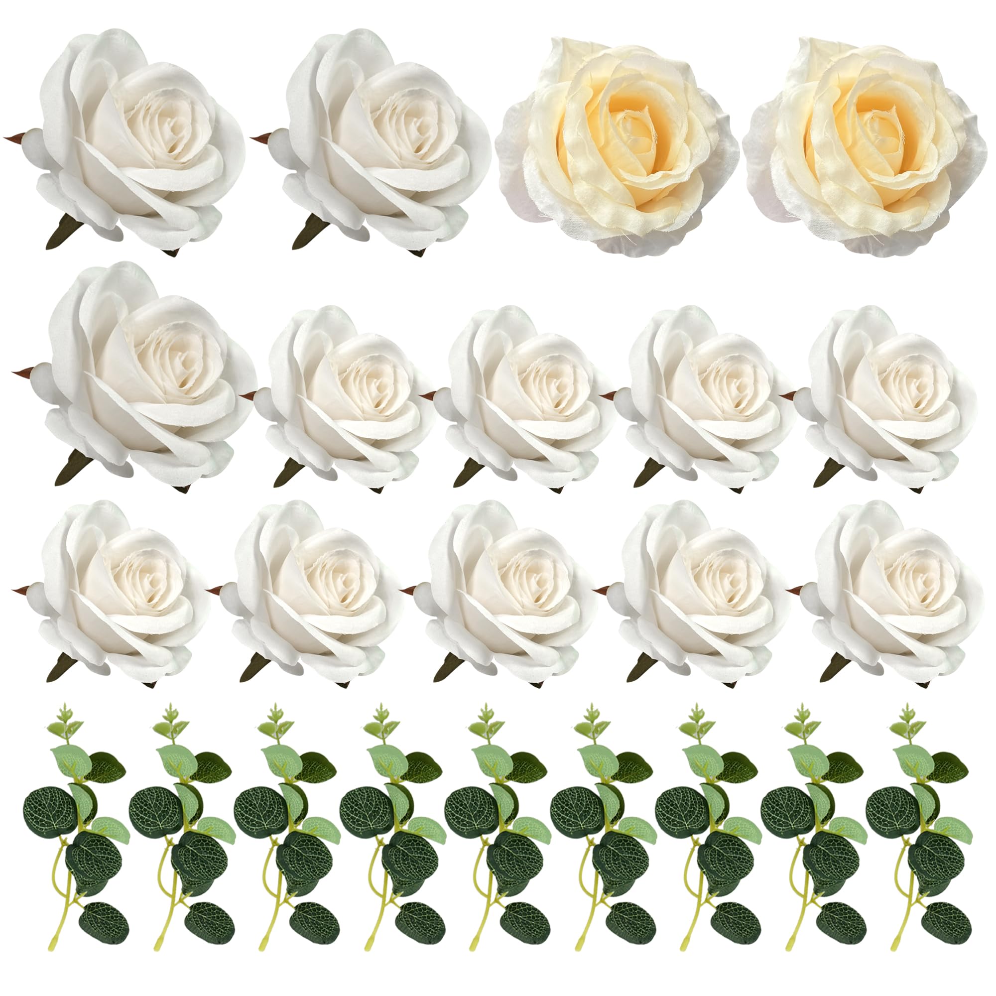 Flower Cake Toppers Boho Cake Toppers Artificial White Rose Eucalyptus Cake Decorations for Girl Women Birthday Baby Shower Wedding Valentine's Day Celebration Boho Party Supplies (Style 7)