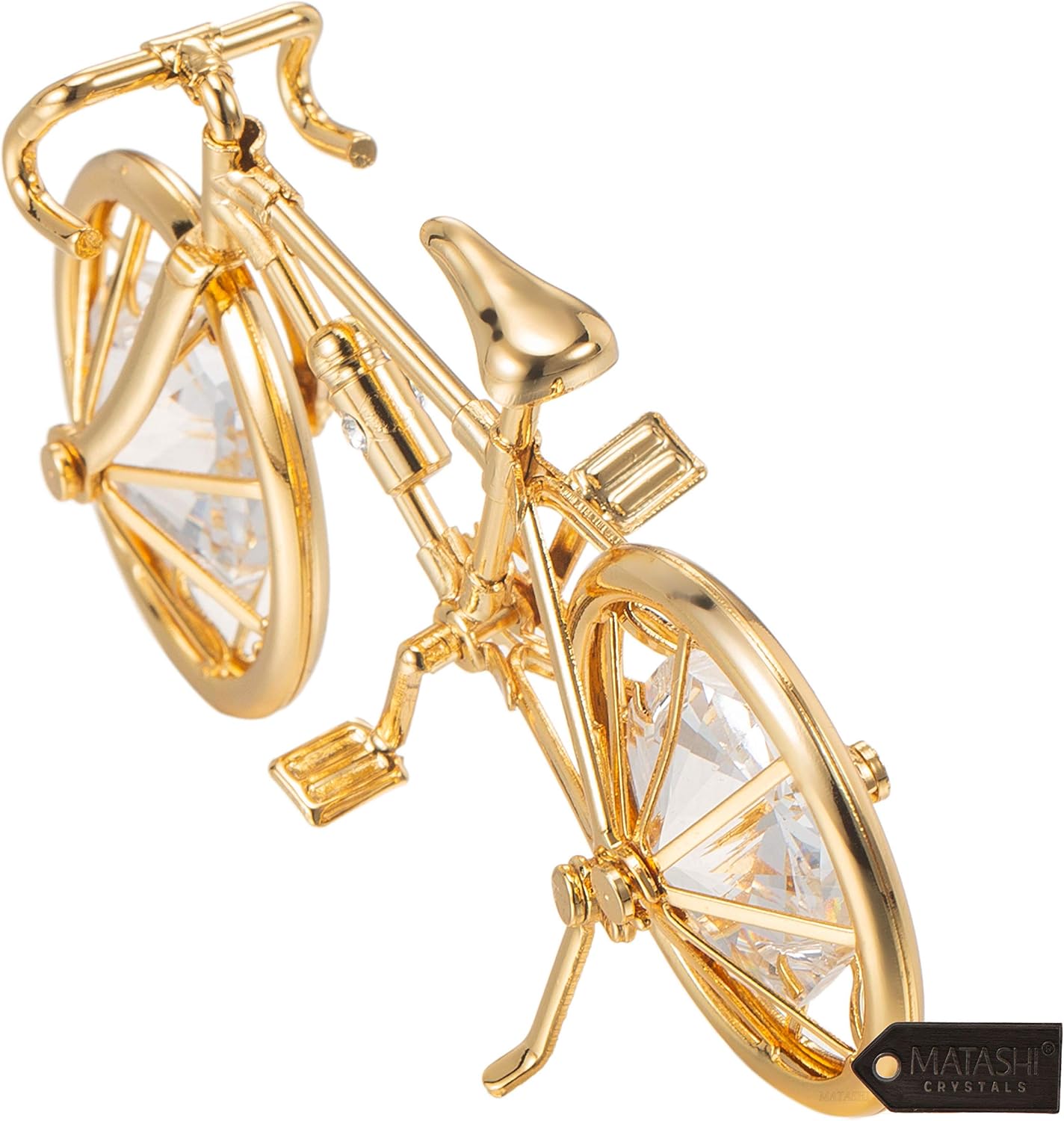 Matashi 24K Gold Plated Bicycle Ornament Home Office Desk Decor Tabletop Showpiece for Bedroom Living Room Gift for Christmas Holiday Birthday New Year Thanksgiving