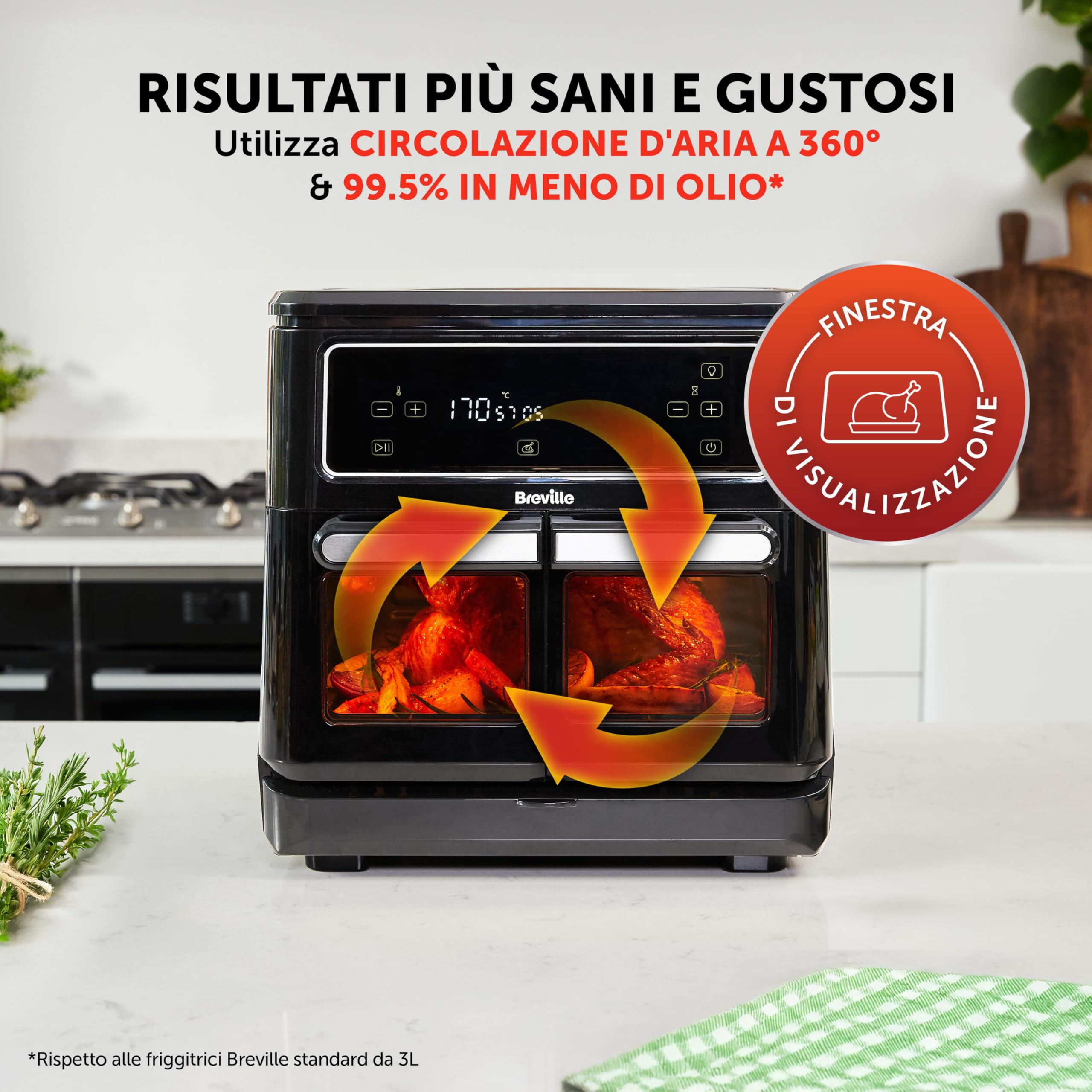 Breville friggitrice ad aria doppia camera 1800 watt 11 lt