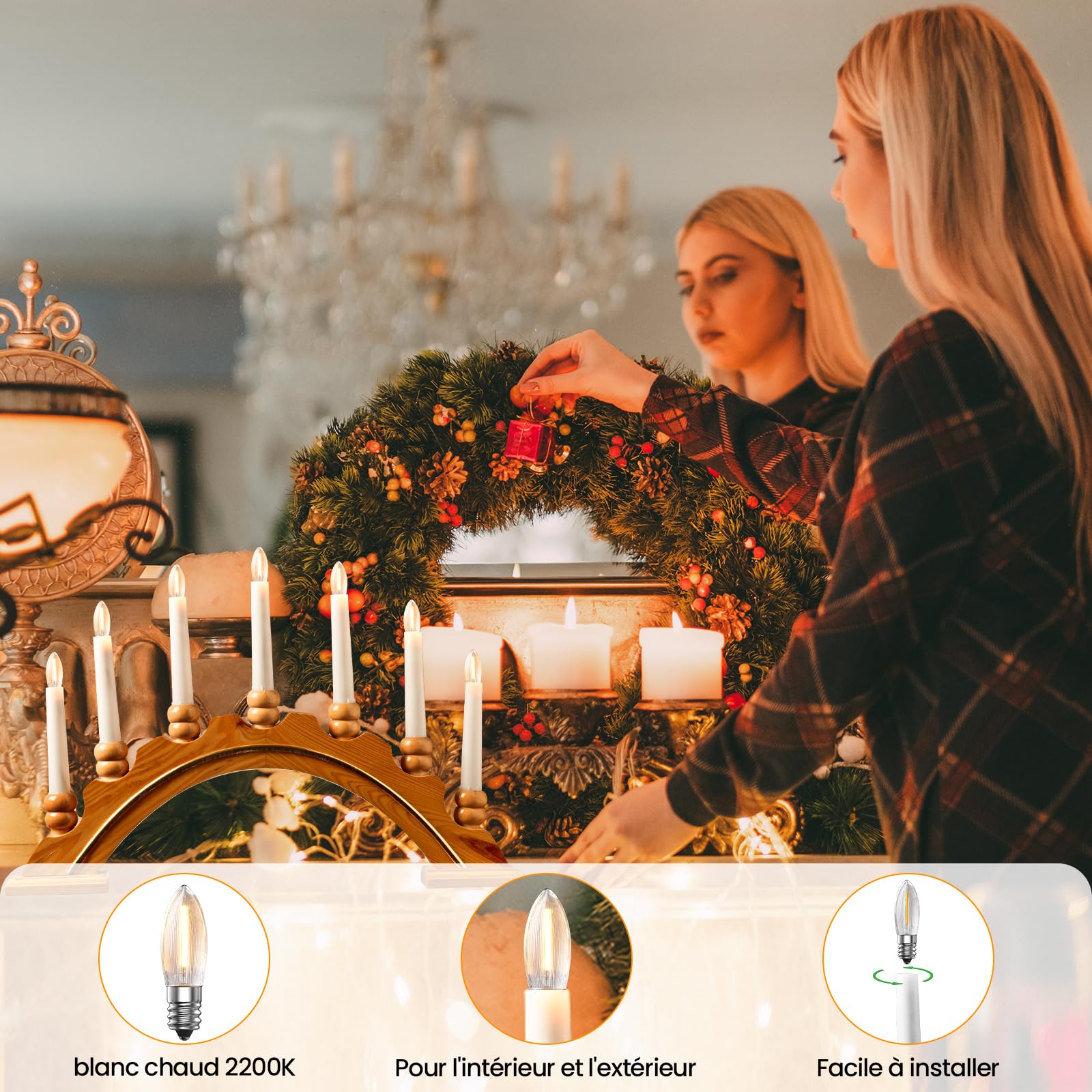 Lot De 10 Ampoules LED Bougie E14 LED 6W Quivalent 60W Blanc Froid