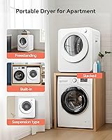 Vista 5 de Euhomy Secadora de ropa portátil, 1.5 pies cúbicos, secadora portátil de 850 W con tambor de acero inoxidable de carga frontal, 5 funciones