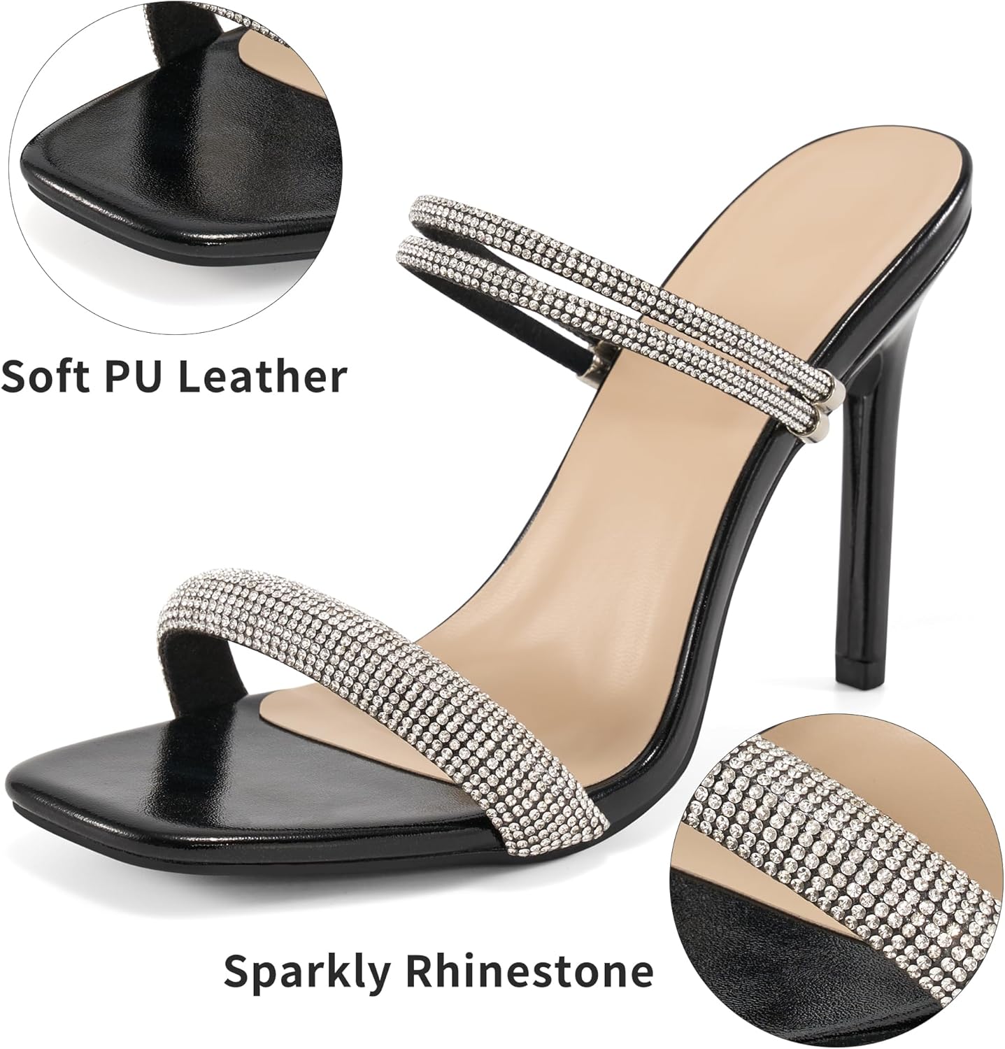 Comfortable Heels for Women Wedding: Fashion Womens Stiletto Heeled Sandals for Party Prom - Ladies Sparkle Heel Shoes - Image 5