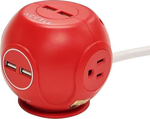 Miniatura 7 de Accell Power Cutie - Protector de sobretensiones compacto con 3 tomacorrientes 540J resistentes a las tensiones y 4 puertos de carga USB-A Power