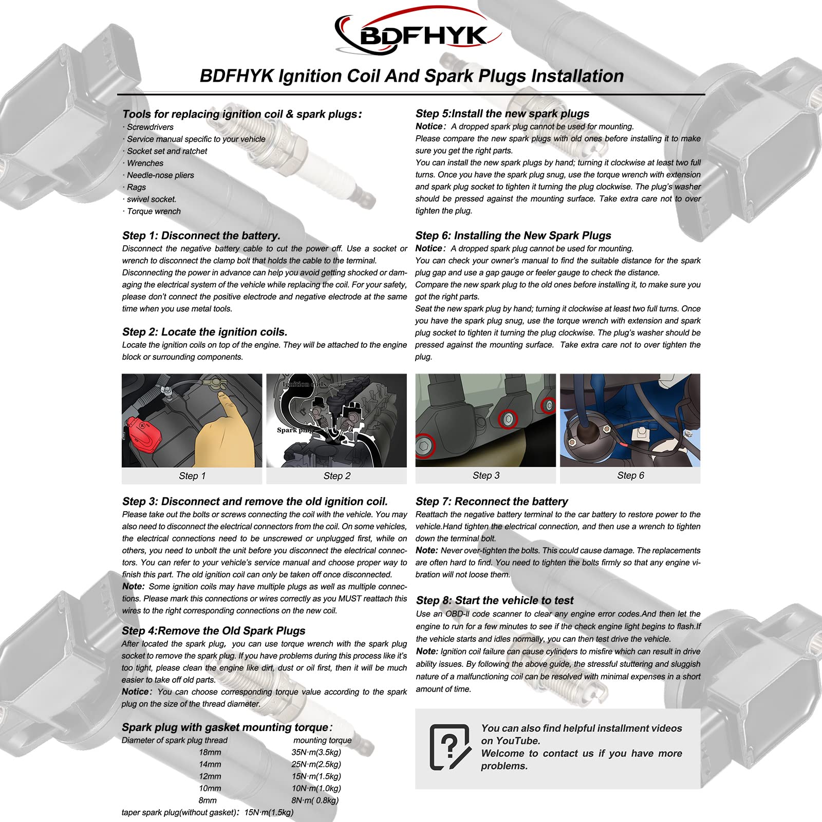 BDFHYK Ignition Coil Pack & Iridium Spark plugs Compatible with Scion xB Toyota Echo Prius Yaris 1.5L L4 Replacement for C1304 UF-316 UF-316T 7090,Set of 4