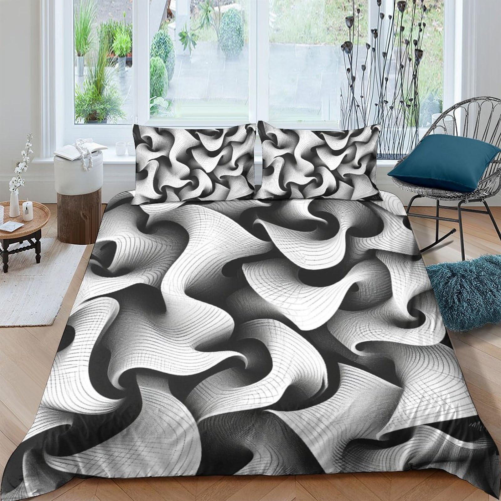 Parure de lit stripes 3D pour chambre d'adulte moderne housse de couette respirante 200x200cm