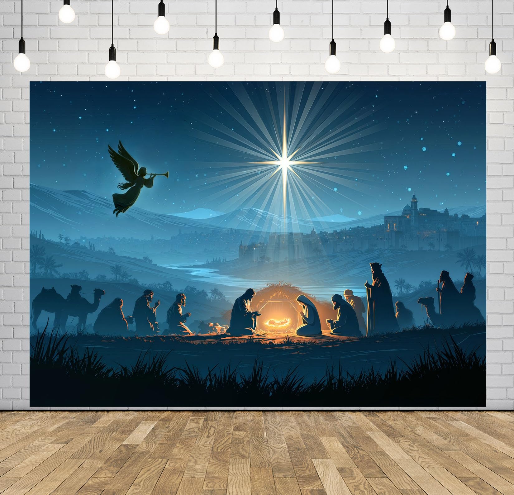 BELECO 5.2x3m Sfondo in tessuto Natività scena presepe di Natale