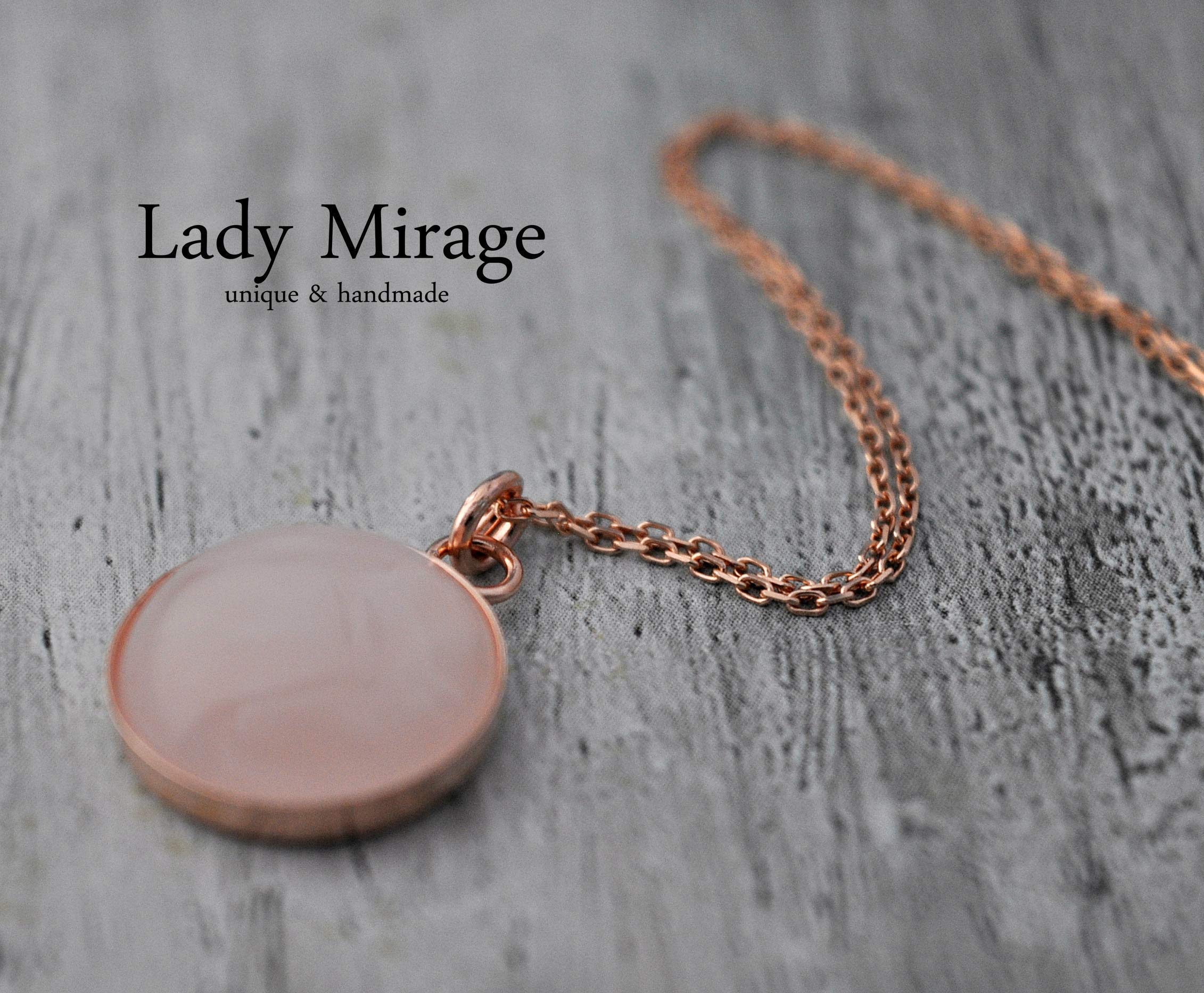 Bestseller - 925 Silber Zarter Rosenquarz in Roségold-Fassung mit passender Silber-Kette - Jahrestag - Geschenk für Sie - Romantisch - Schmuck-Geschenk - Handmade Geschenk - Muttertagsgeschenk