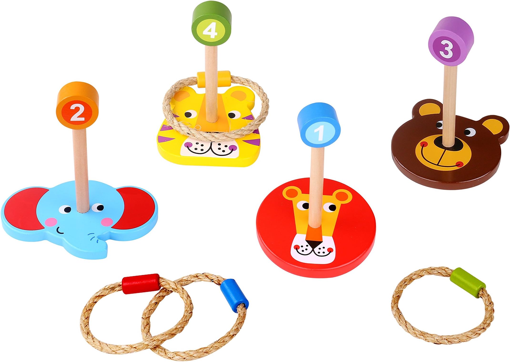 Ring Toss - Ideal Wooden Ring Toss Game – Portable and Most Colorful Fun Animal Toss Across Games for Kids