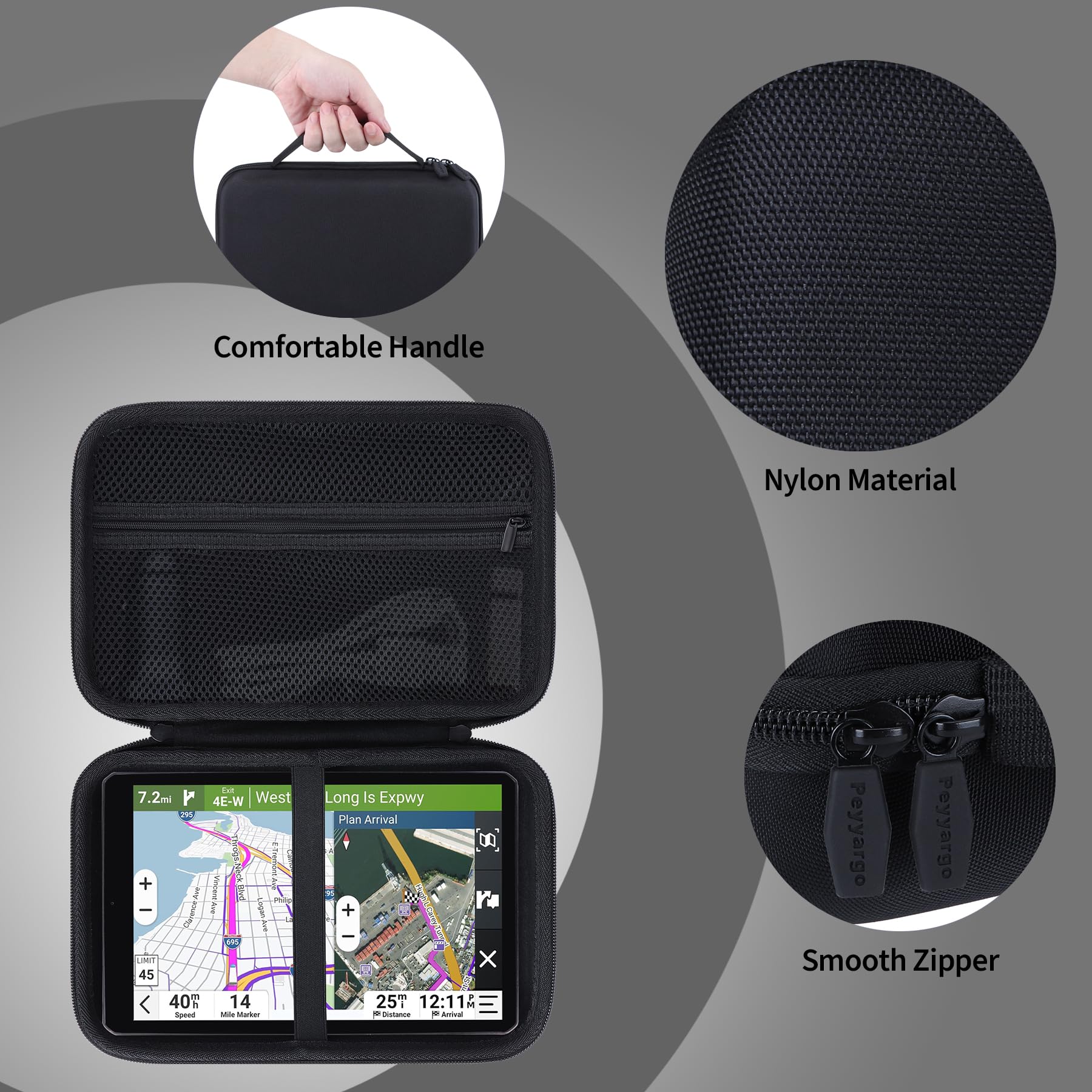Twardy futerał ochronny kompatybilny z 20.3-25.4 cm Garmin DriveSmart 86 / Dēzl LGV1020 / Dēzl LGV820 / Dēzl LGV820 / Dēzl LGV1010 / Camper 895 / Camper 109 5 / Tread 2 GPS nawigacja
