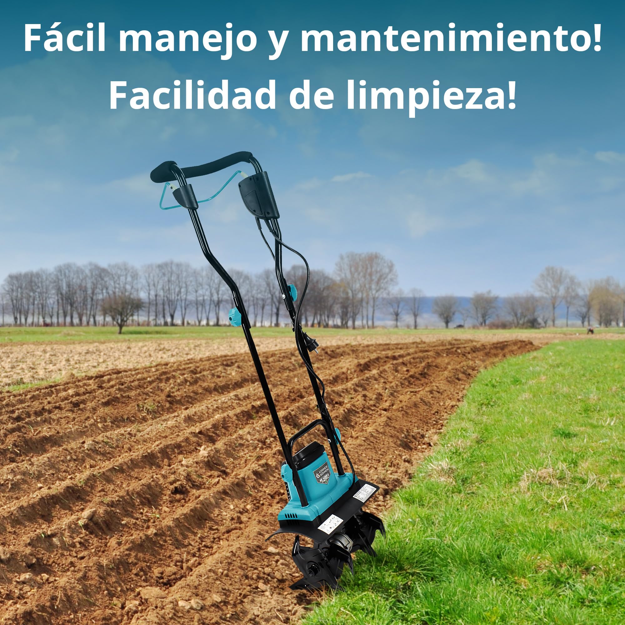 Könner & Söhnen KS 1000T E - Piqueta eléctrica de Metal (36 cm de Ancho de Trabajo, hasta 22 cm de Profundidad, 1000 W, 230 V, 8 kg, fresadora de jardín para parcelas de Patio, Flores y Jardines)