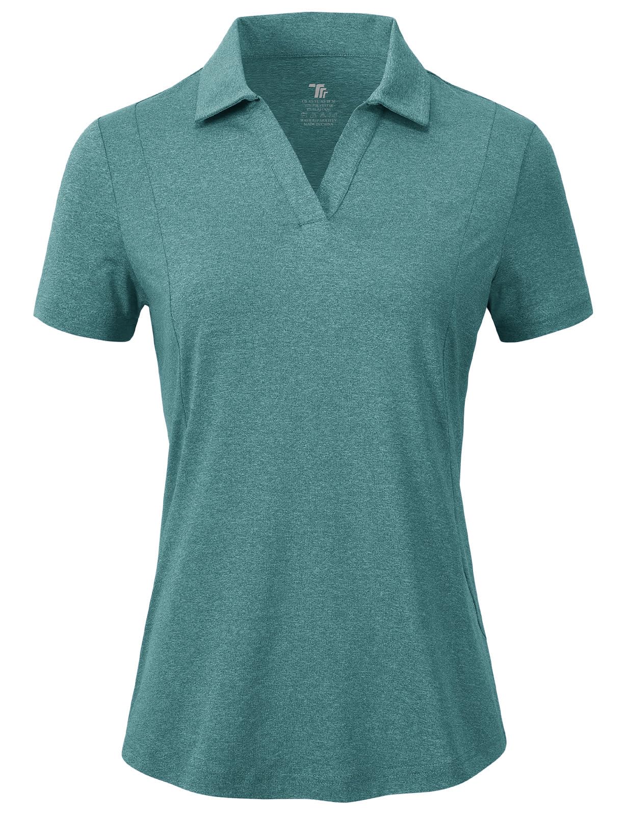 BGOWATU Womens Short Sleeve Golf Tennis Polo Shirts V Neck Collared Workout Tops UV Protection Dry Fit