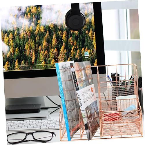 Miniatura 8 de Organizador de papel de metal, organizador de archivos, soporte de documentos para escritorio, revistas, archivos, suministros estéticos de oficina,