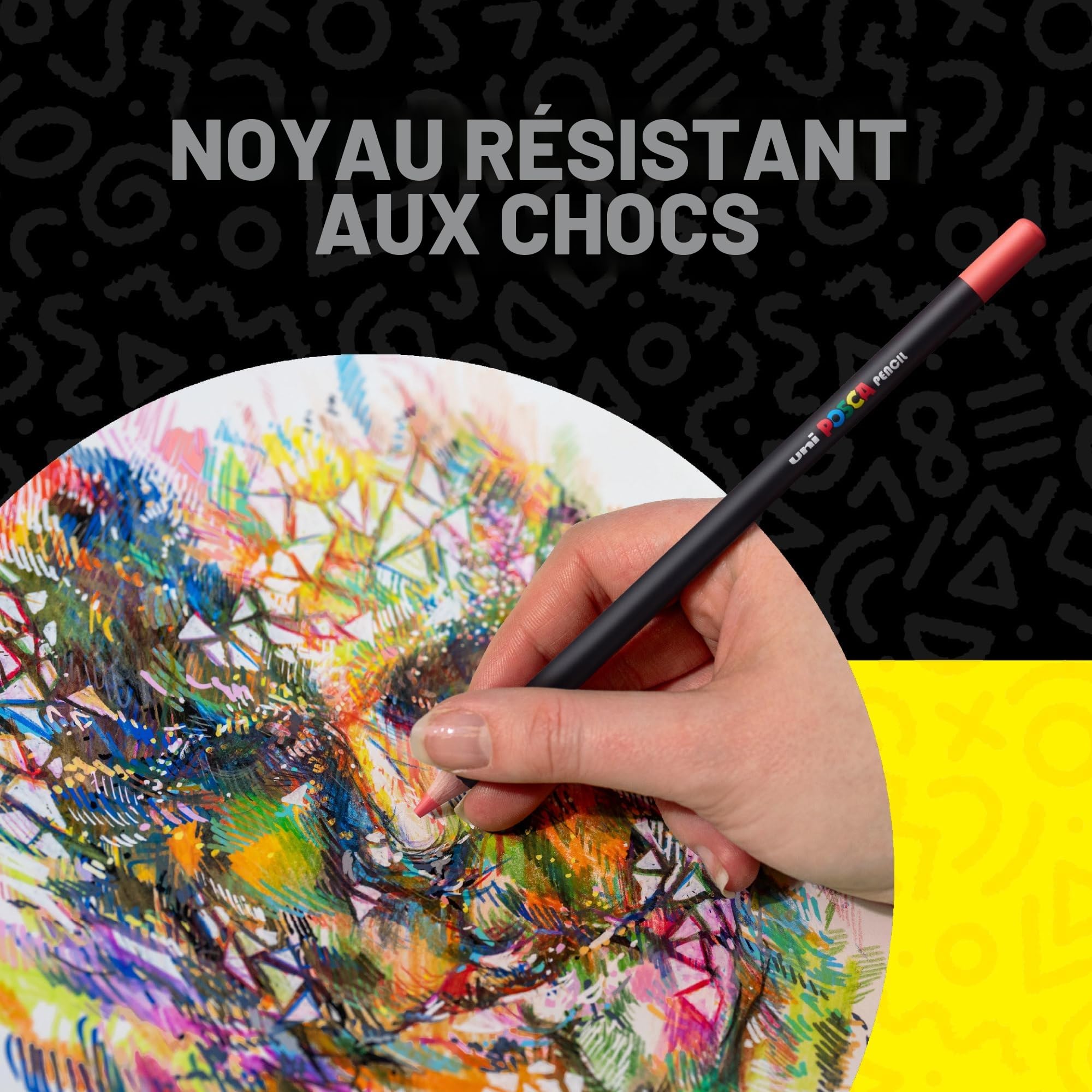 POSCA PENCIL, Bento 36 Crayons de couleur base huile et cire - Multisupport | Uni Mitsubishi Pencil - Crayons Haute Intensité Chromatique, Rendu Mat, Superposables - Papier, Bois, Verre, Métal et Pierre