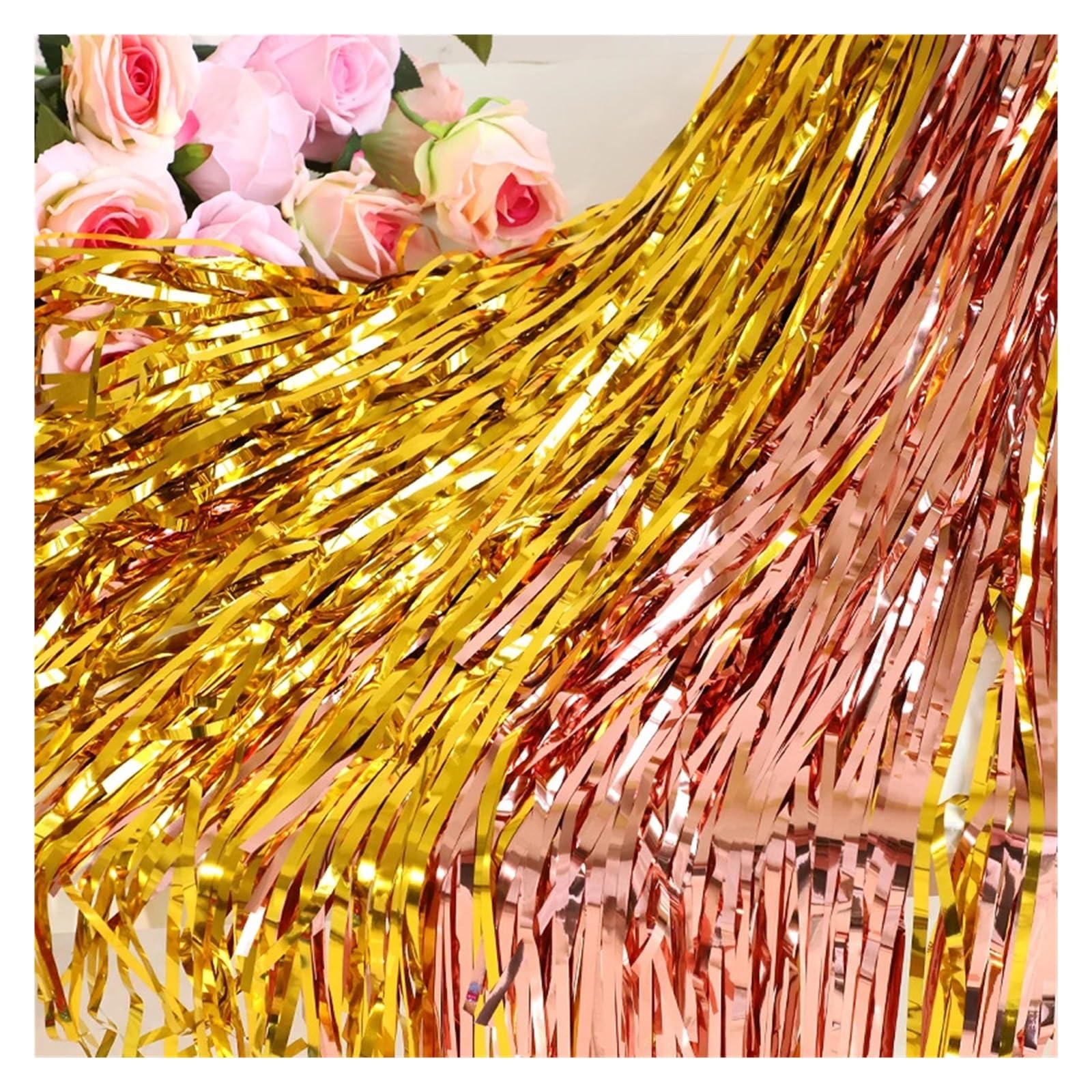 Rideaux à Pampilles Paillettes, 34 pièces, Fournitures de décoration Fond for fête d'anniversaire Mariage, Enterrement Vie Jeune Fille pour Cuisine(Gold)