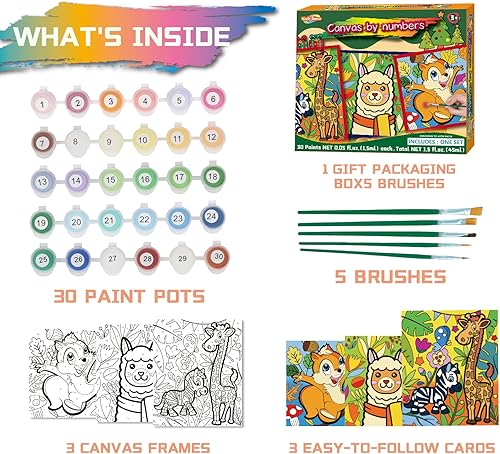 Miniatura 3 de Sixth Space Pintura por números para niños de 4 a 8 años, pintura al óleo acrílica preimpresa para principiantes, incluye lienzo enmarcado (8 x 10,