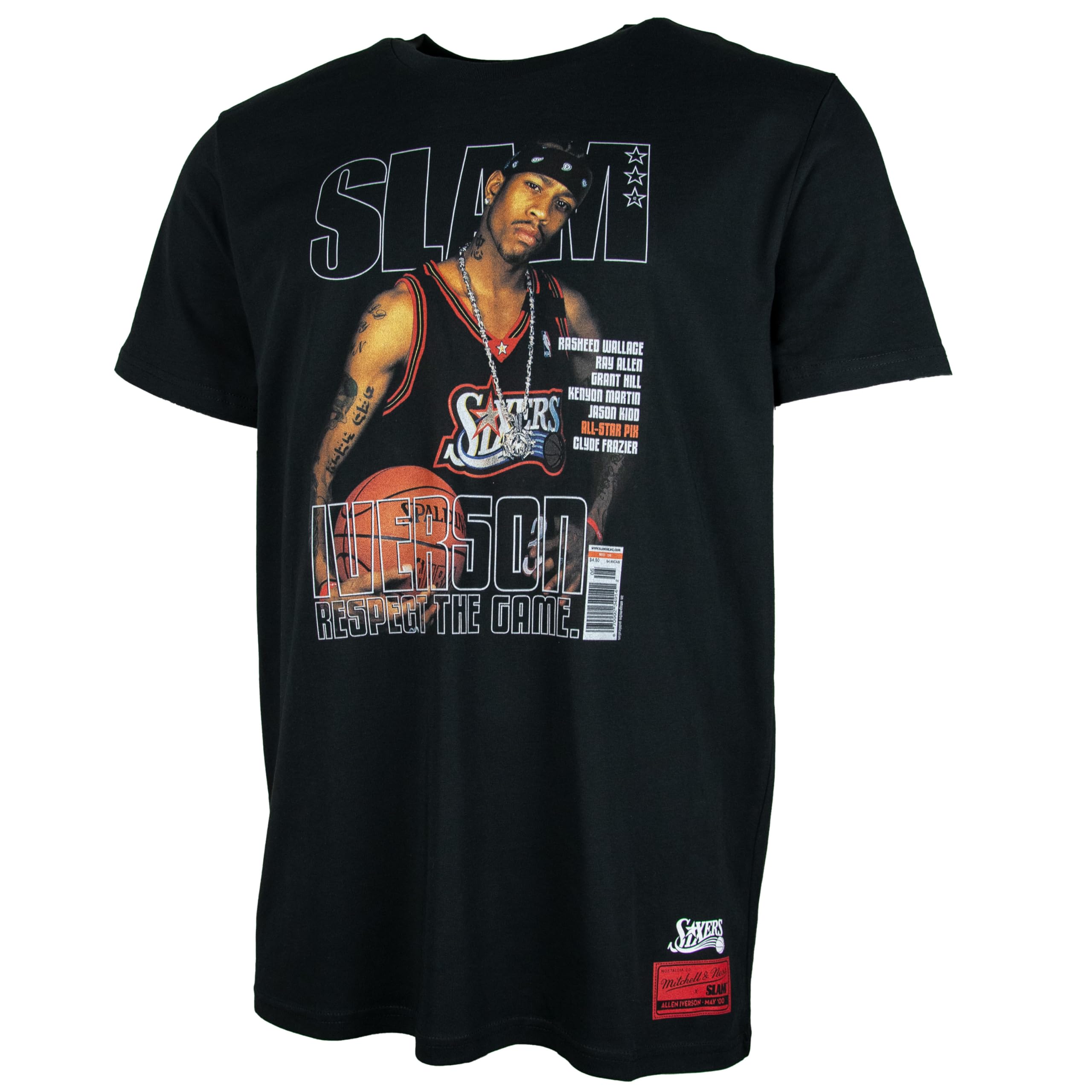 Mitchell & Ness Unisex Philadelphia 76Ers Black Nba Slam Cover T-Shirt, M