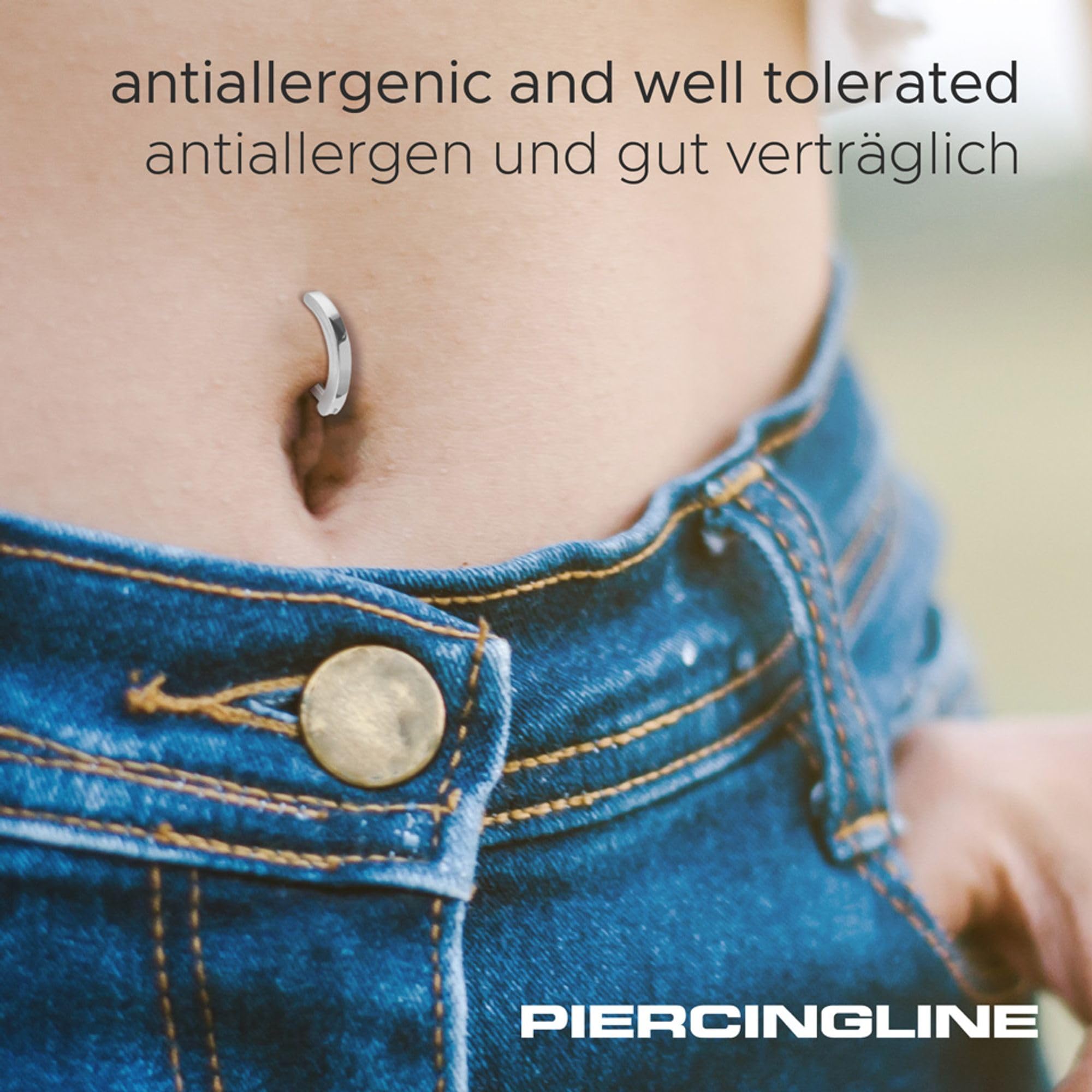 PIERCINGLINE Piercing para el ombligo de titanio, 4 colores elegantes