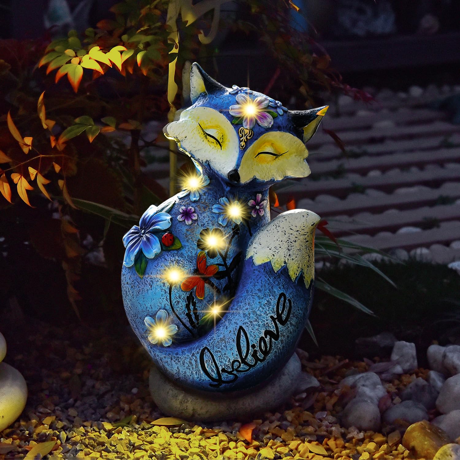 Outdoor Figurine Lights ValueLights Solar Powered Buddha Garden