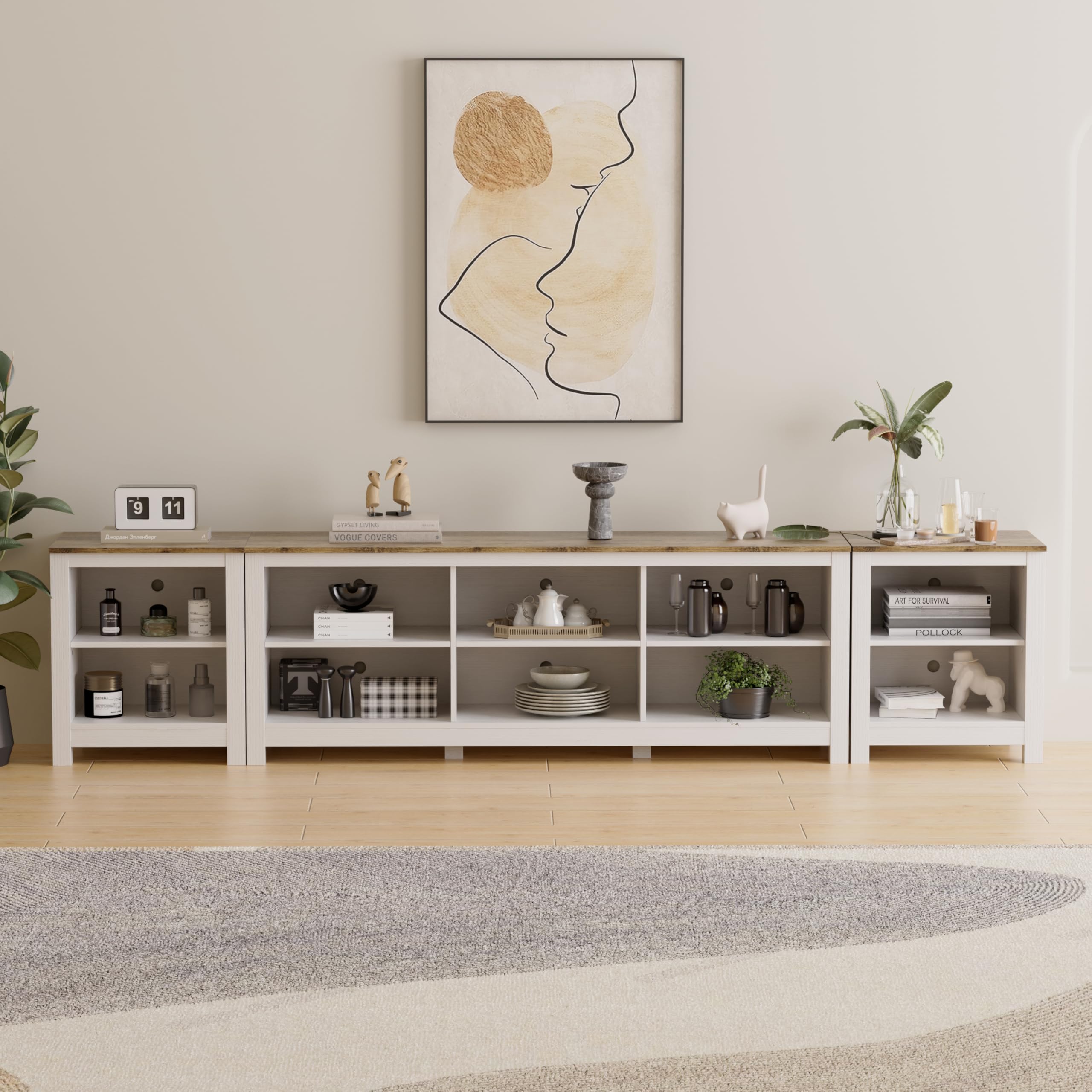SIMILAR*****TV Stand for 110 Inch TV, White Entertainment Center for 95+ inch TV Console Table with 10 Cubby Storage, Classic Television Stands for Living Room,Bedroom