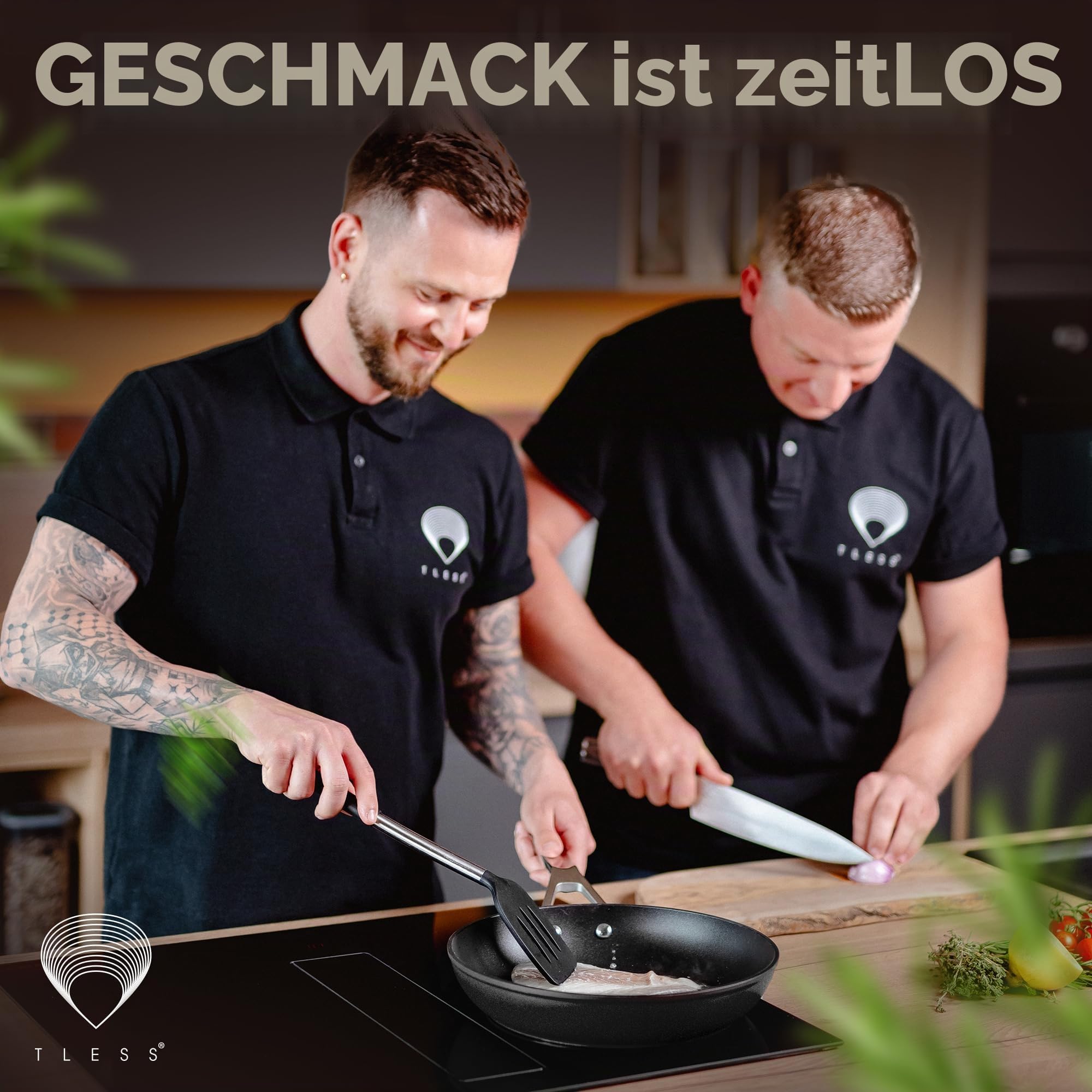 TLESS® Pfanne mit Deckel backofengeeignet Ø 28 cm | Bratpfanne & Universalpfanne für Induktion | sehr widerstandsfähig & spülmaschinenfest | beschichtete Pfanne in Schwarz | Jetzt Testen