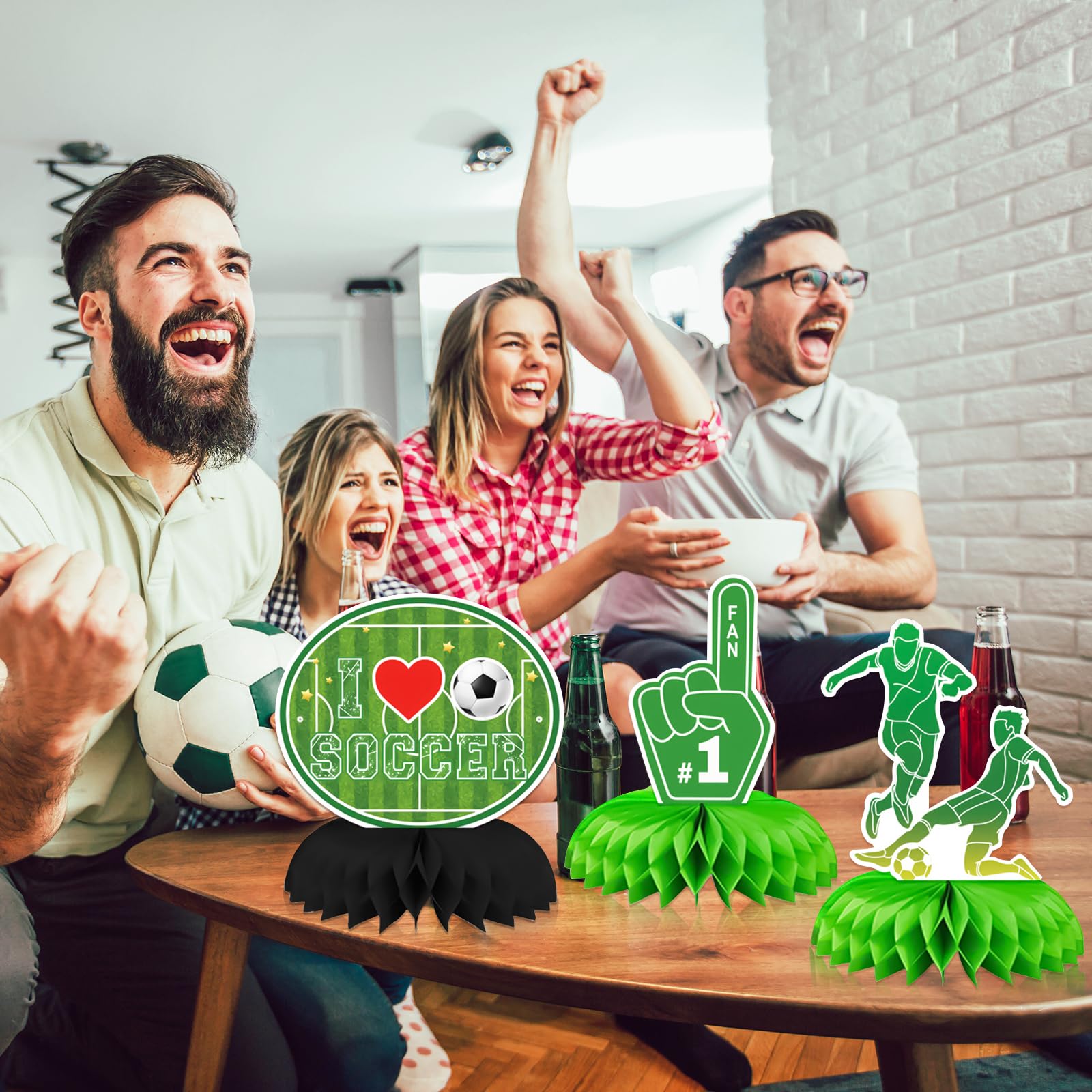12 Pezzi di Centrotavola Tema Calcio, Centrotavola a Nido d'Ape da Calcio Decorazioni da Tavolo da Rugby per Decorazioni per Feste di Compleanno di Calcio Sportivo