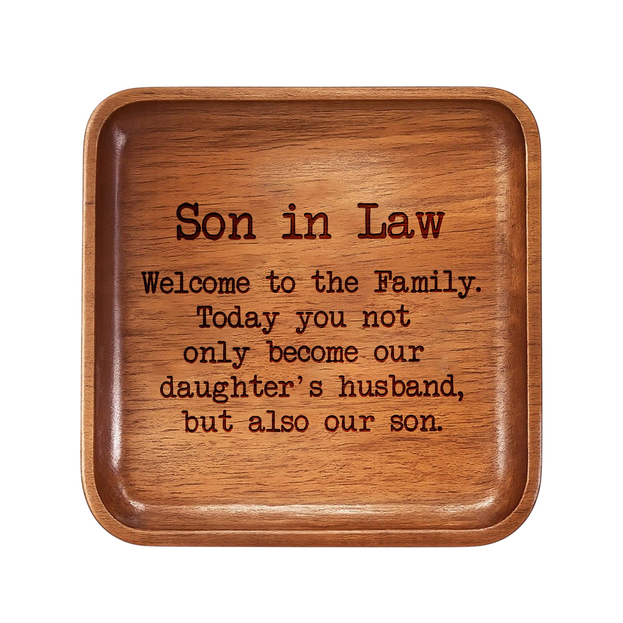 Soporte para anillos de madera, regalo para yerno, regalo de novio de la madre de la novia, regalo SIL, regalos de boda para yerno, plato grabado para anillos