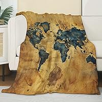 Vista 2 de Manta de mapa del mundo para hombres aventureros, adultos, manta de franela con mapa del mundo, manta de mapa del mundo antiguo vintage para sofá