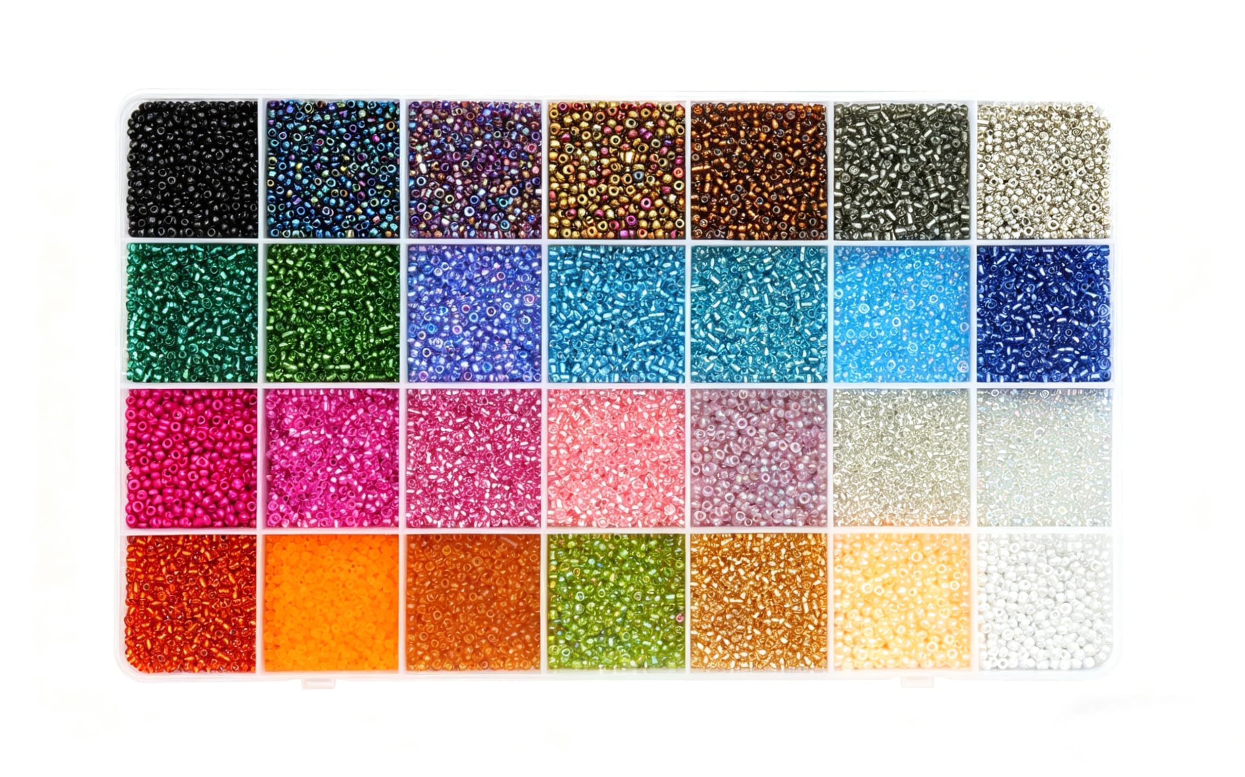 Elvyyn 2mm Glass Seed Beads, 24,000PCS 28 Colour Mix for Jewellery Making