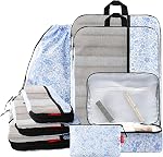 U+U 10 PCS Compression Packing Cubes for Travel Essentials Ultralight Luggage Packing Organizers for Vacation, Business Trip and Camping (Polka Dot, 10 Set)