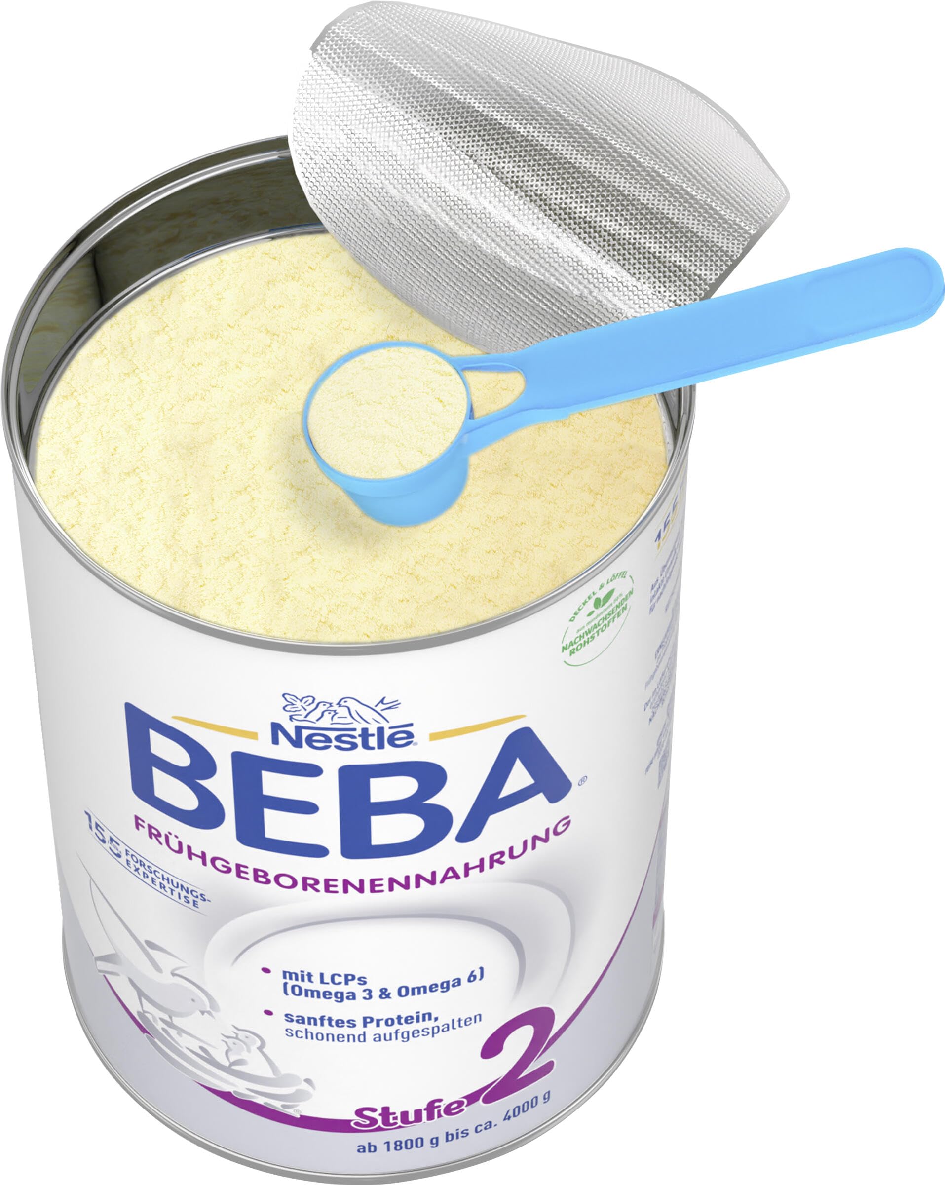 BEBA Frühgeborenennahrung Stufe 2, Spezialnahrung für Frühgeborene und untergewichtige Neugeborene, 12er Pack (12 x 400g)