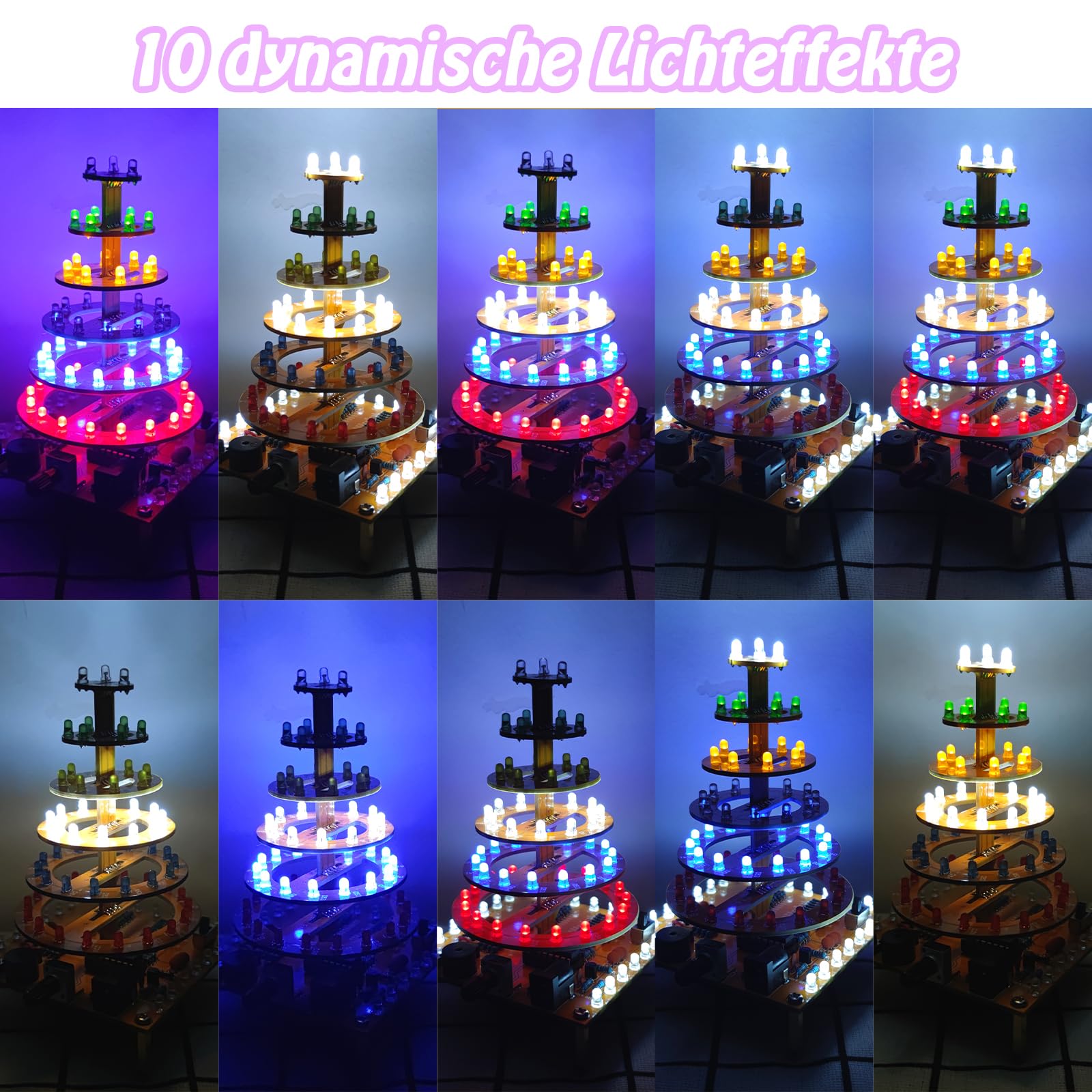 PEMENOL Kit Di Saldatura Fai Da Te A Luce Circolare RGB – 7 Modalità Con Controllo Manuale, Per Principianti E Progetti Scolastici