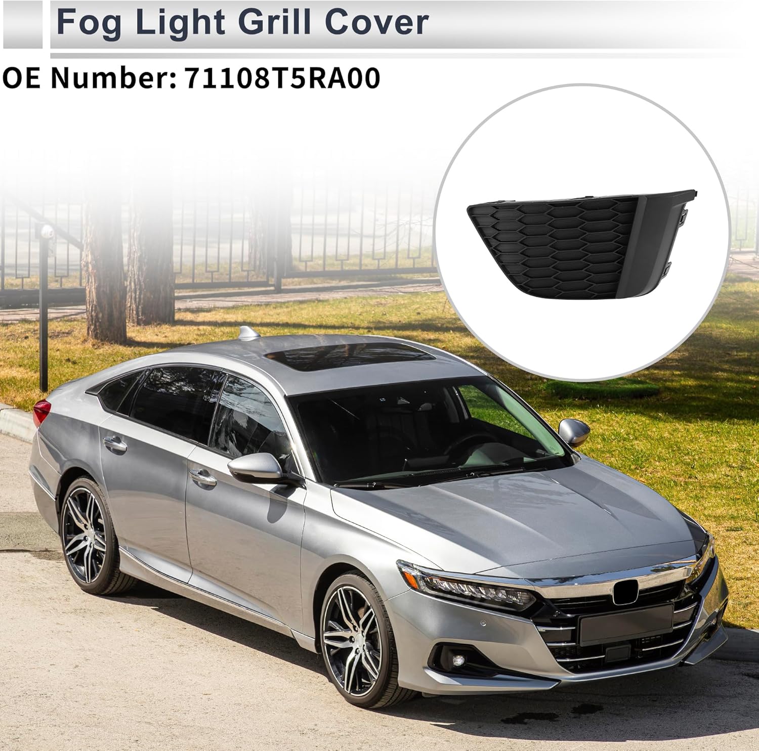 Front Left Fog Light Grill for Honda Fit 2015-2017 Front Lower Bumper Fog Light Cover Inserts No.71108T5RA00 ABS 1pc