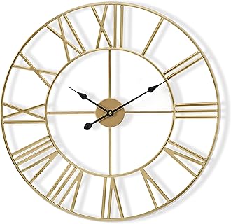 Sorbus Large Wall Clock for Living Room Decor - 16 inch Big Wall Clock Decorative - Battery Operated - Roman Numeral Analog Large Clock for Bedroom, Room, Home, Kitchen, Office, Wall Decor (Gold)