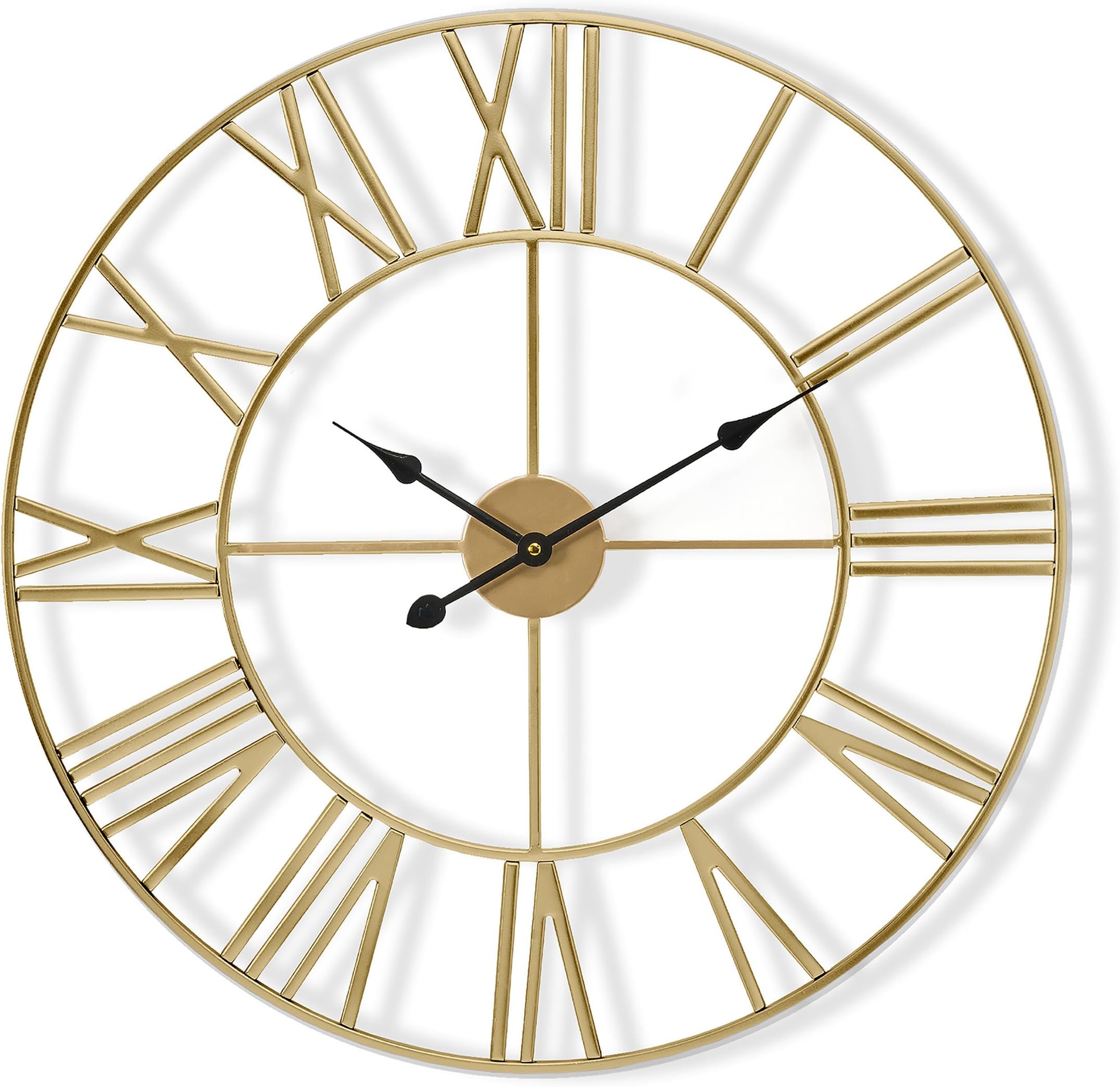 Sorbus Large Wall Clock for Living Room Decor - 16 inch Big Wall Clock Decorative - Battery Operated - Roman Numeral Analog Large Clock for Bedroom, Room, Home, Kitchen, Office, Wall Decor (Gold)