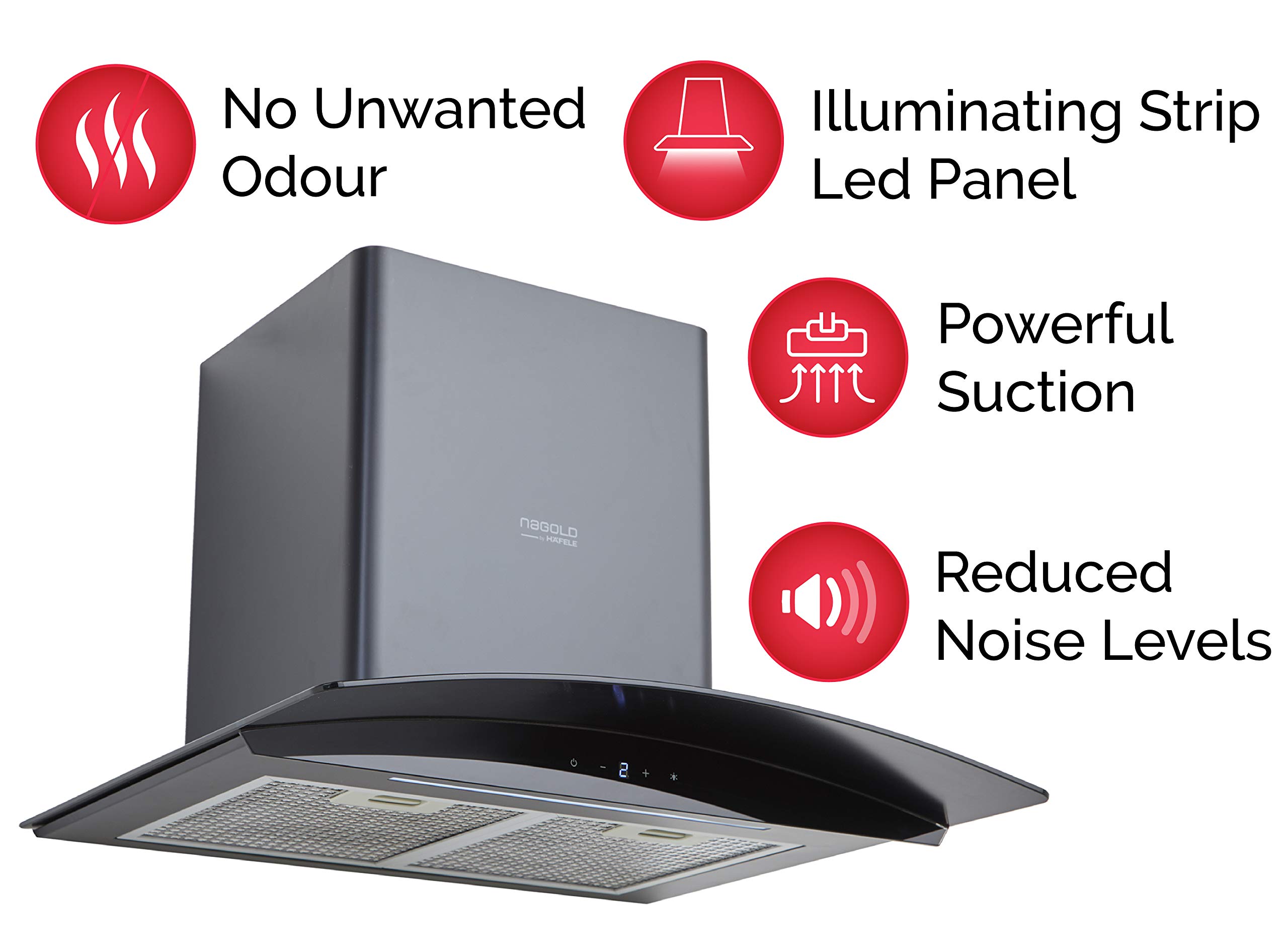 Buy Hafele Curve 60 Plus, 800 m3/hr Designer Wall Mounted Chimney (2