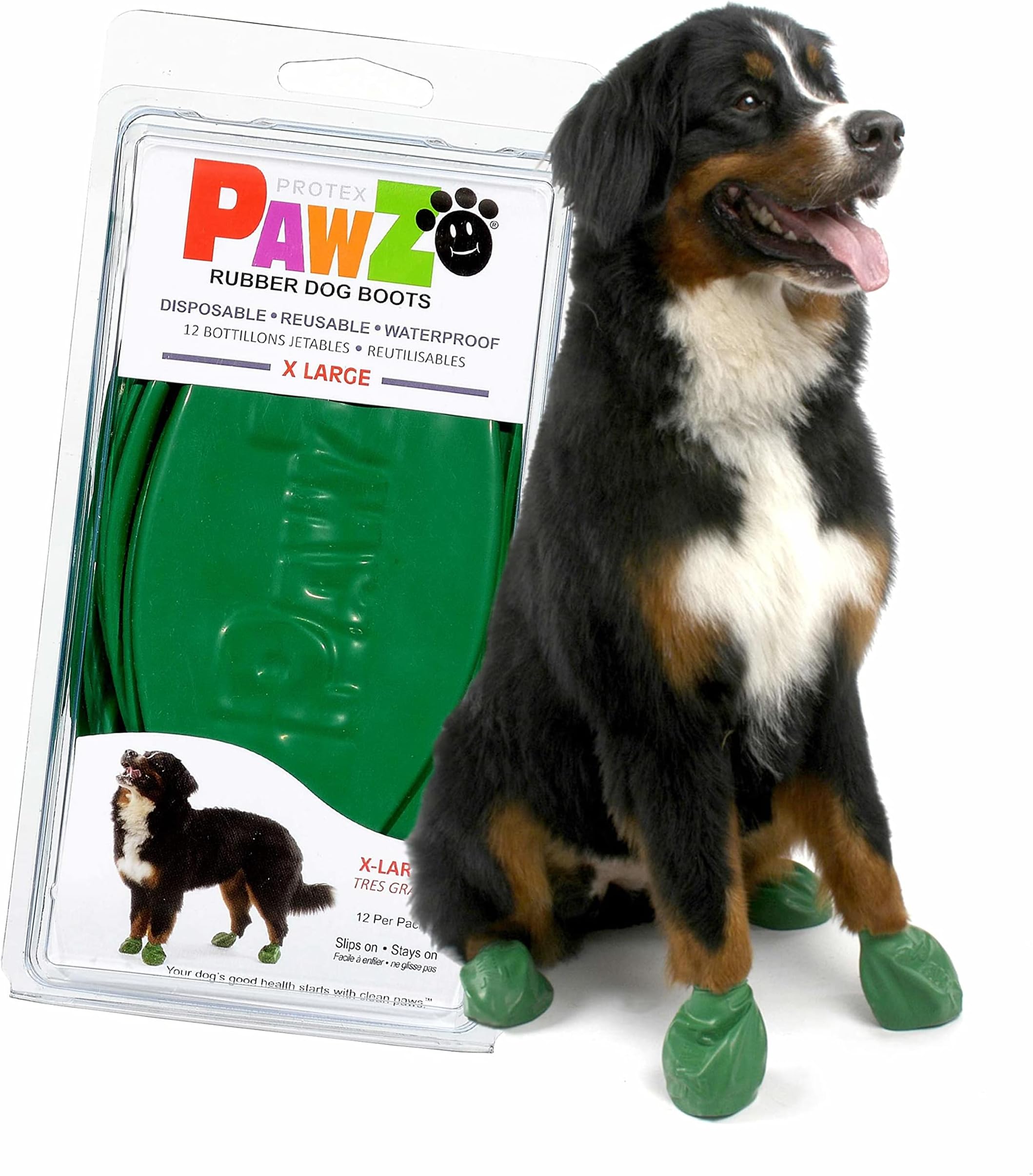 Pawz Dog Boots Pawz Protective Dog Boots to 5 Inch X-Large Green - 12 Count