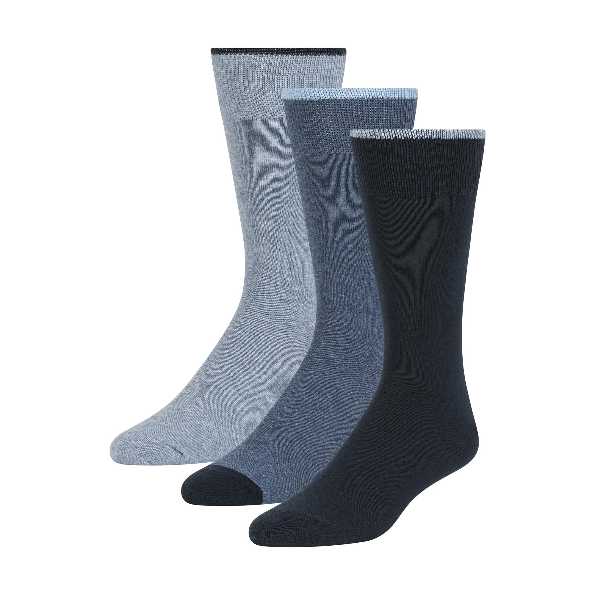 Ted Baker Men's 3 Pack Pattern Crew Dress Socks, Navy/Denim Heather, One Size