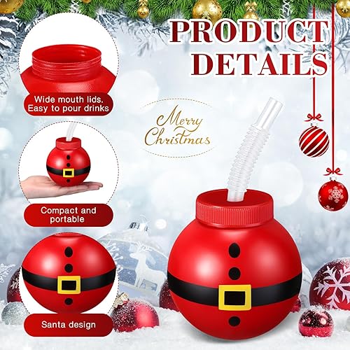 Miniatura 5 de Sliner Vasos de Navidad con tapa y pajita, 12 onzas, reutilizables, de plástico, rellenables, para decoración de fiestas (12 unidades)