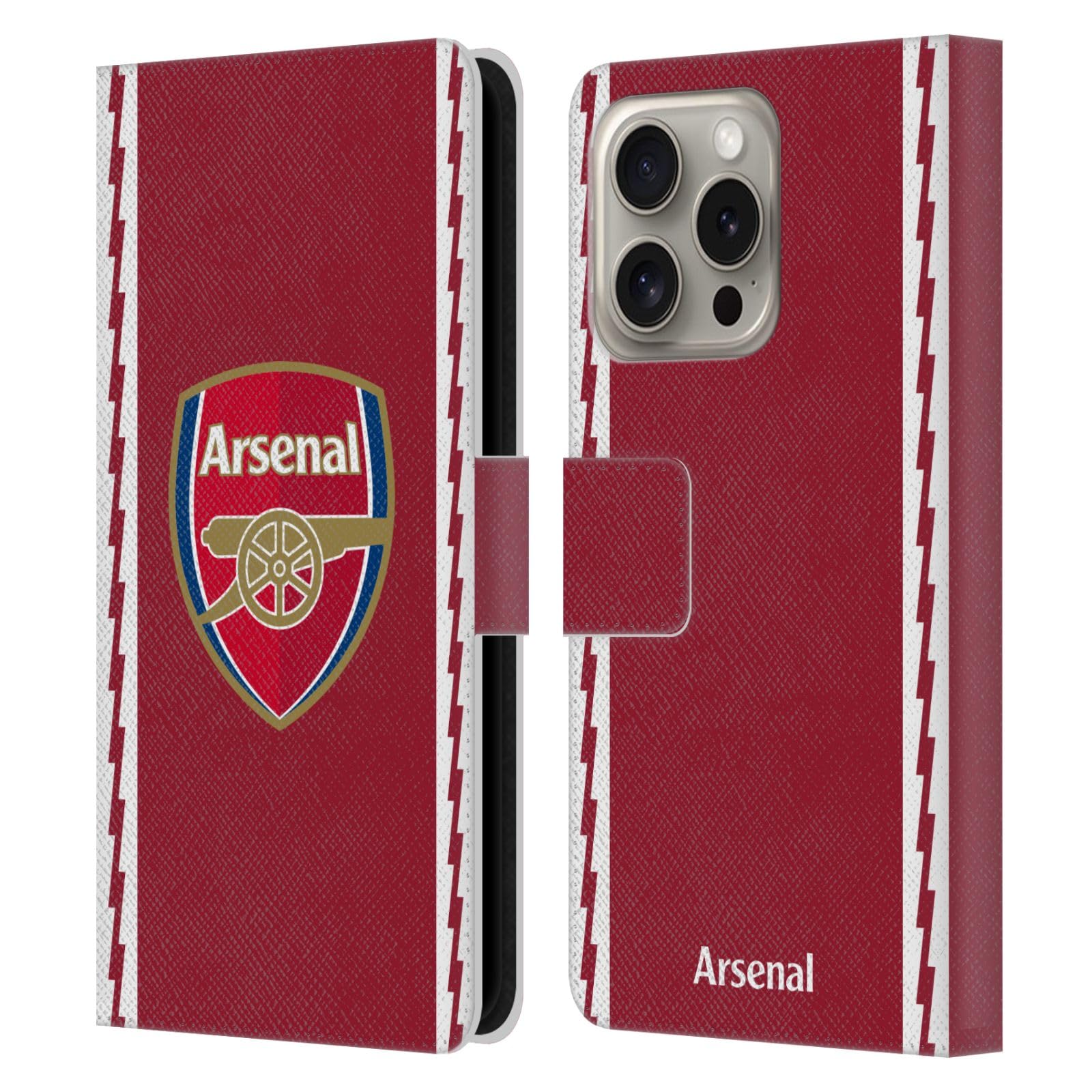 Head Case Designs Officially Licensed Arsenal FC Home 2022/23 Crest Kit Leather Wallet Case Compatible With Apple iPhone 16 Pro โ image 1