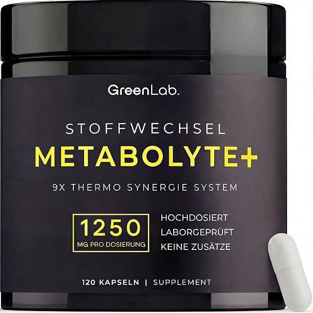 Metabolyte+ Fettverbrenner – Schnell Abnehmen mit 8X Thermo Synergie System | 120 Kapseln - Hochdosierter Fatburner für Stoffwechsel & Energie