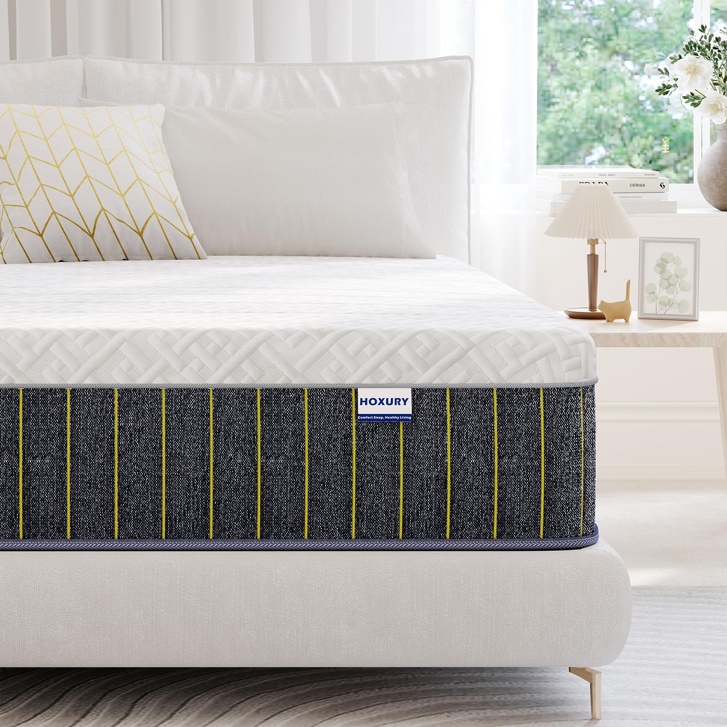 HOXURY Queen Mattresses, 8 Inch Hybrid Mattress Queen Size, Memory Foam & Individually Wrapped