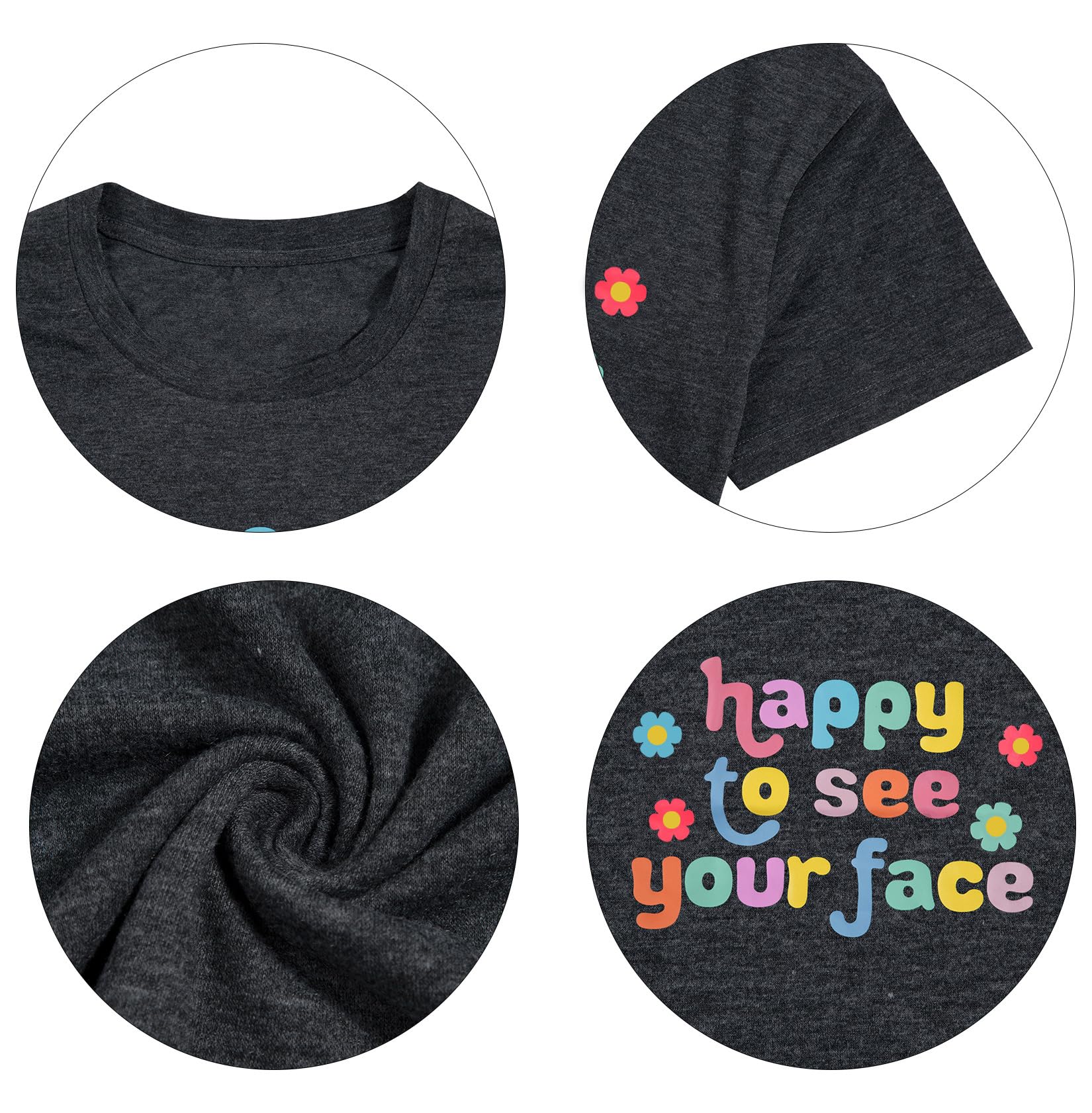 MOUSYA Camiseta para profesora con texto en inglés "Happy to See Your Face"