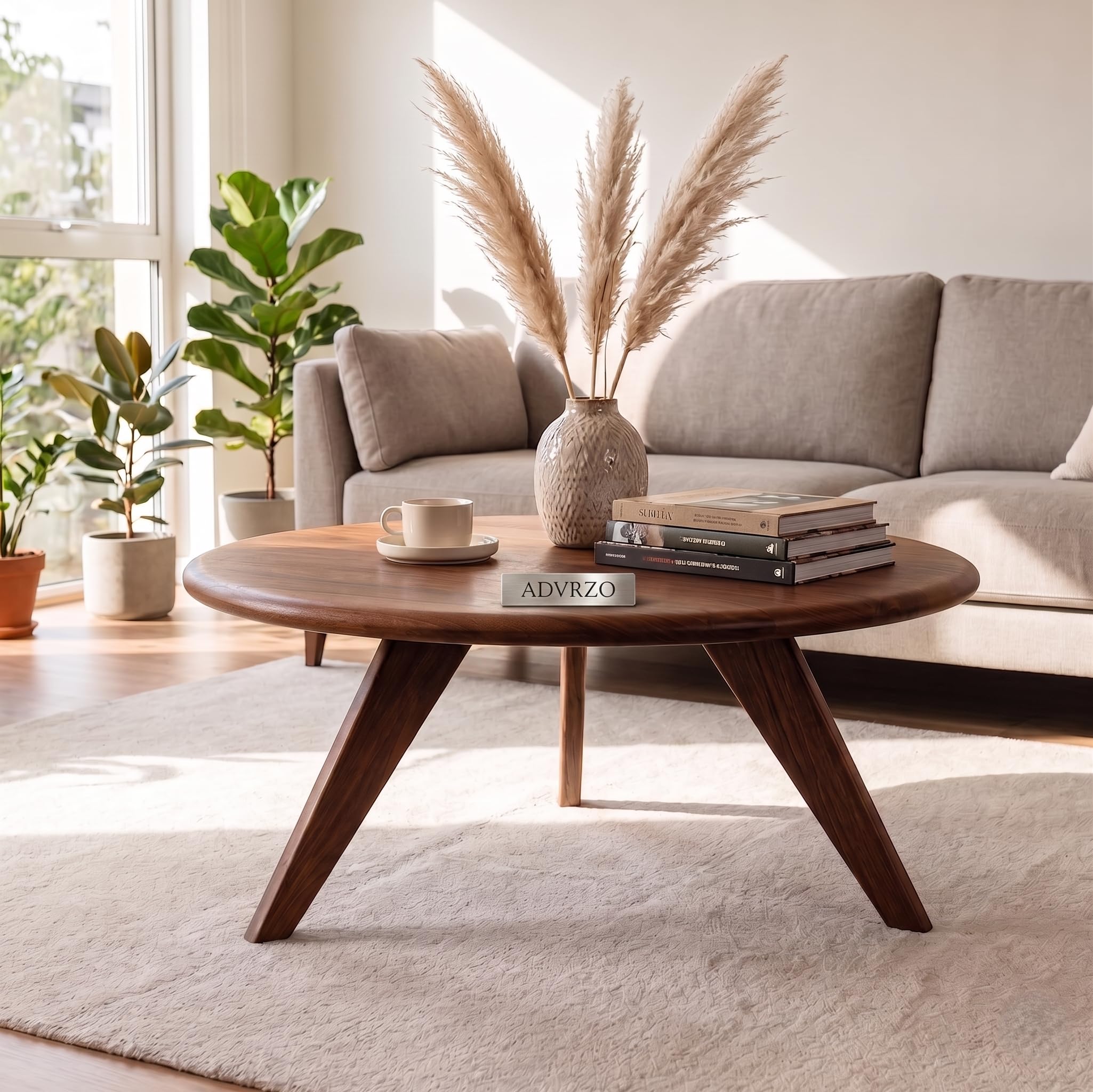 ADVRZO Solid Wood Coffee Table for Living Room, Dining Room, Bedroom, Kitchen, Office Home Decor (Round Coffee Table, 55x55x40 CM)-image-37