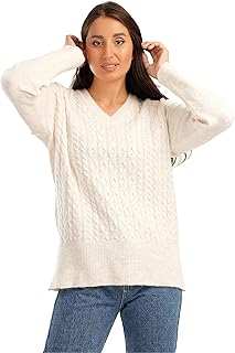 بلوفر محبوك برقبة على شكل حرف V للنساء من كارينا