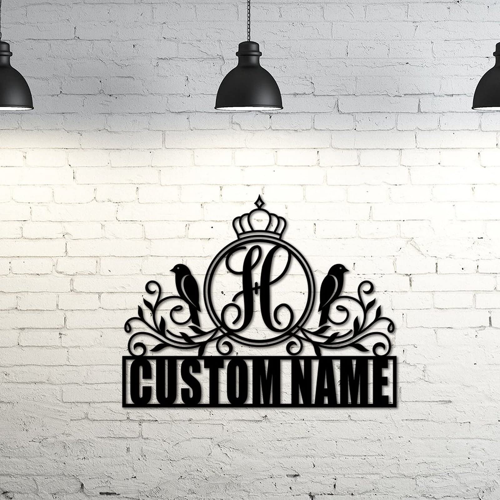 Letrero de metal con monograma de letra dividida H para apellido familiar, regalo de boda, texto personalizado, letrero de metal, aniversario, interior y exterior, 18 pulgadas, regalo para el día de